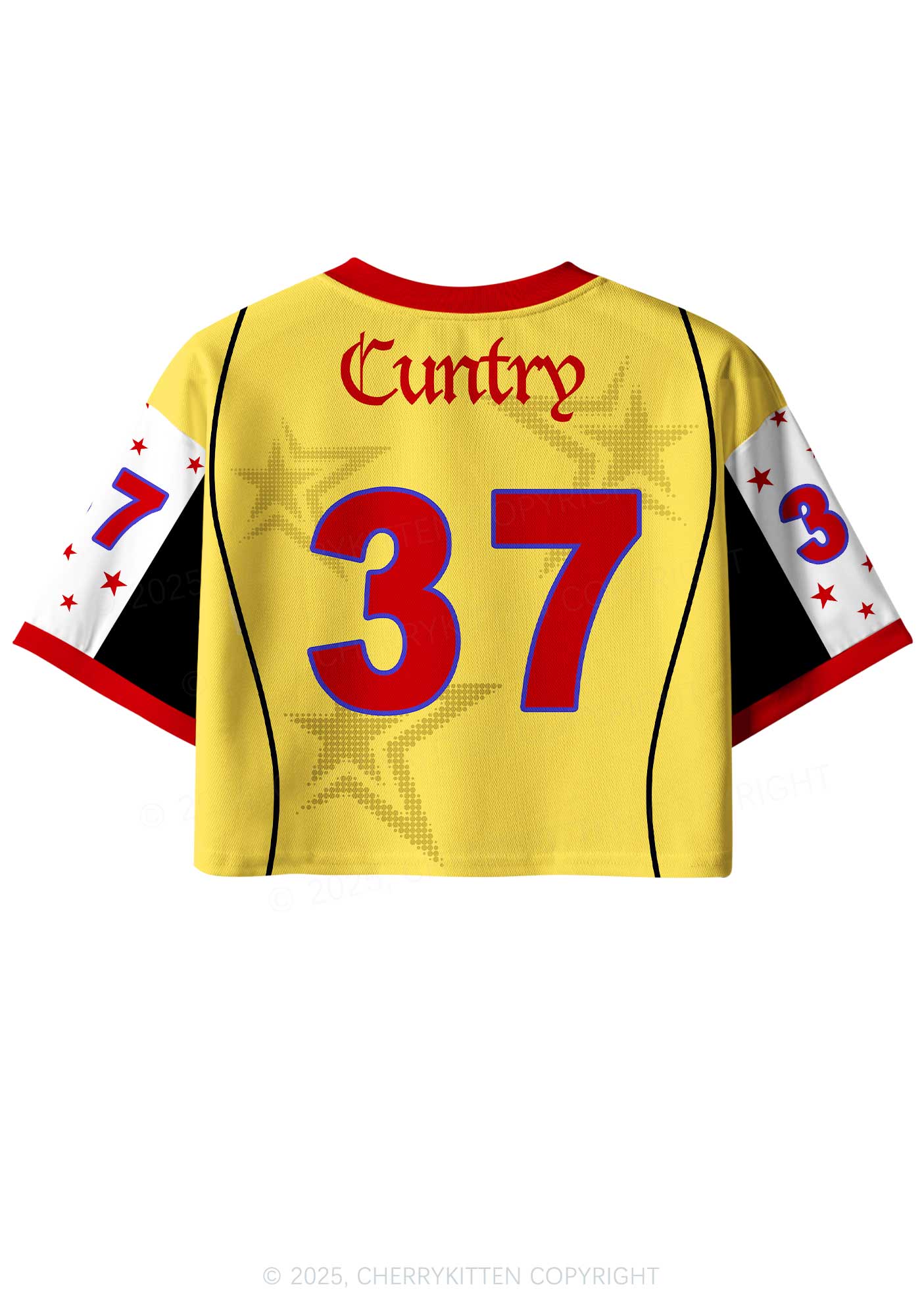 Custom Yellow Cuntry Star Y2K Crop Sport Jersey Shirts Cherrykitten - Image 3