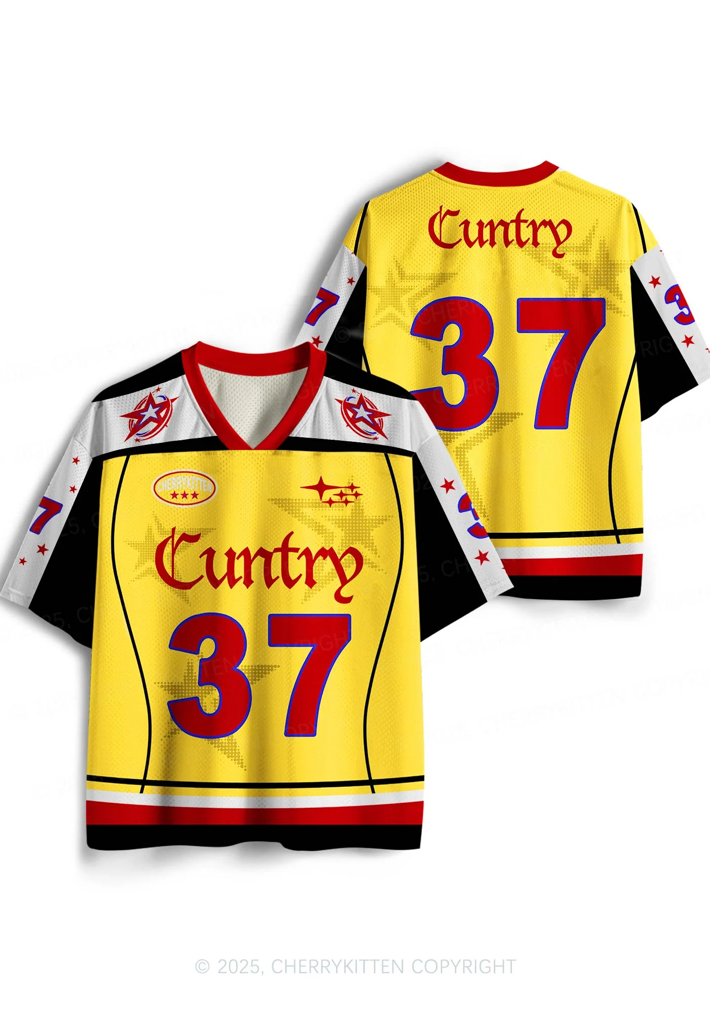 Custom Yellow Cuntry Star Y2K Sport Jersey Shirts Cherrykitten - Image 3