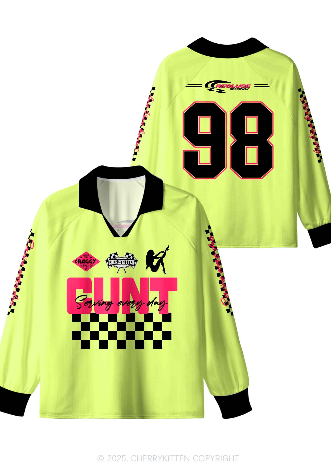 Custom Yellow Cxxt Y2K Sport Long Sleeve Jersey Shirts Cherrykitten - Image 3