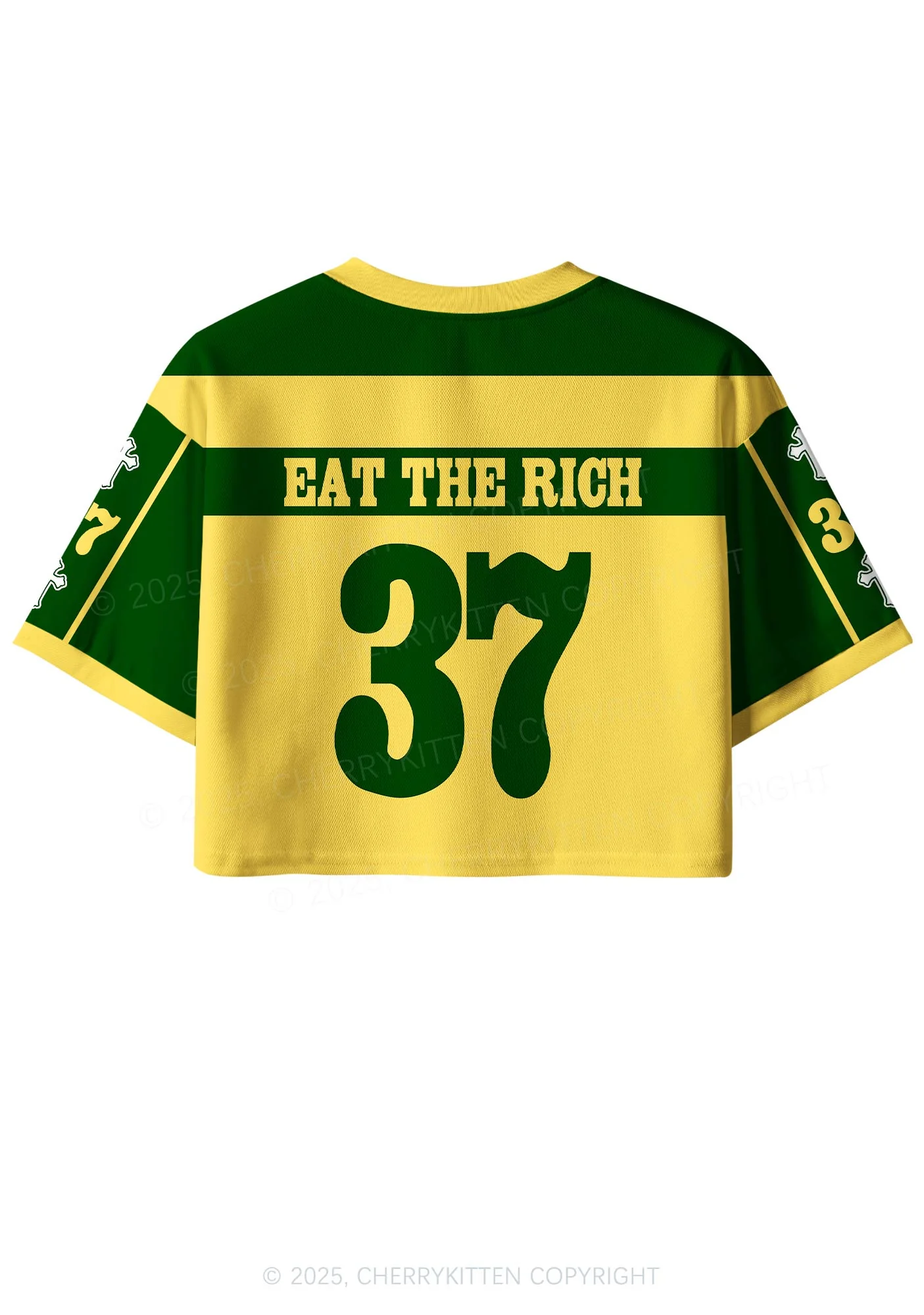 Custom Yellow Eat The Rich Y2K Crop Sport Jersey Shirts Cherrykitten - Image 2