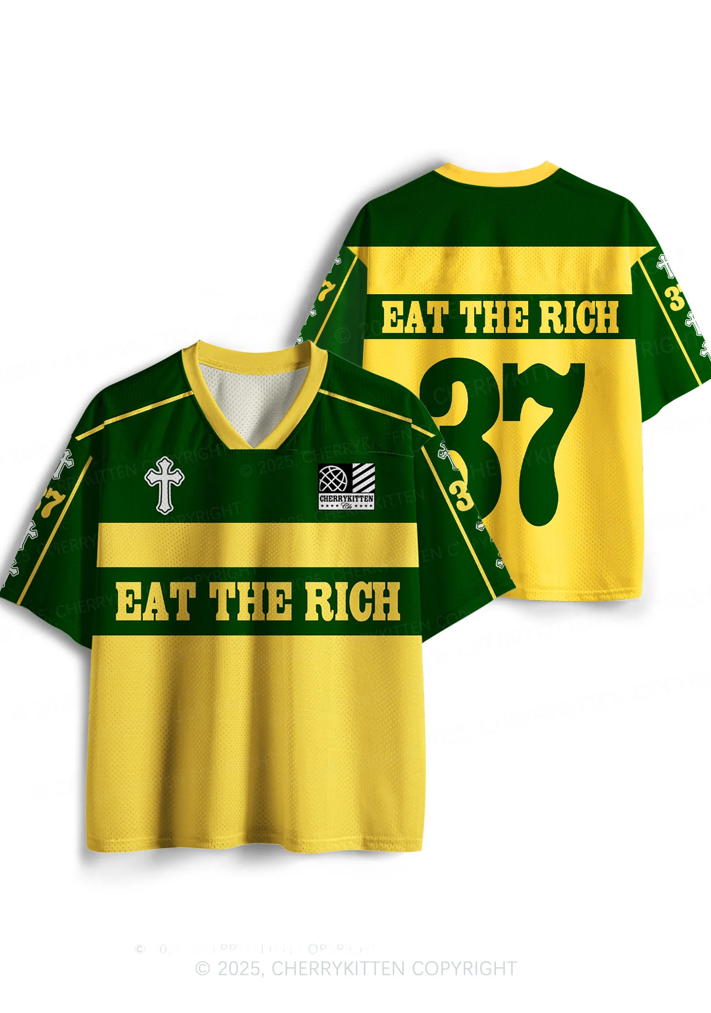 Custom Yellow Eat The Rich Y2K Sport Jersey Shirts Cherrykitten - Image 2