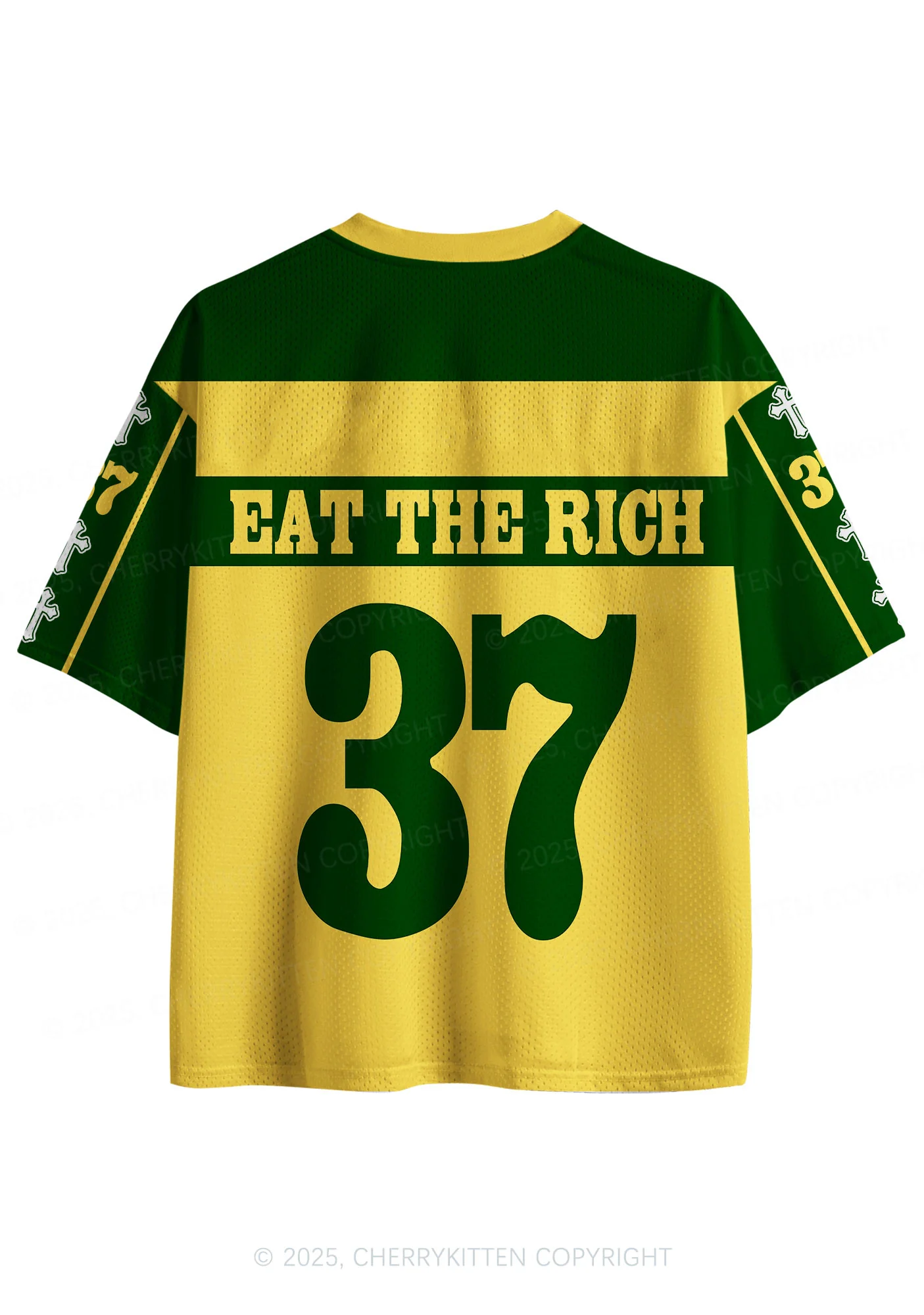 Custom Yellow Eat The Rich Y2K Sport Jersey Shirts Cherrykitten - Image 3