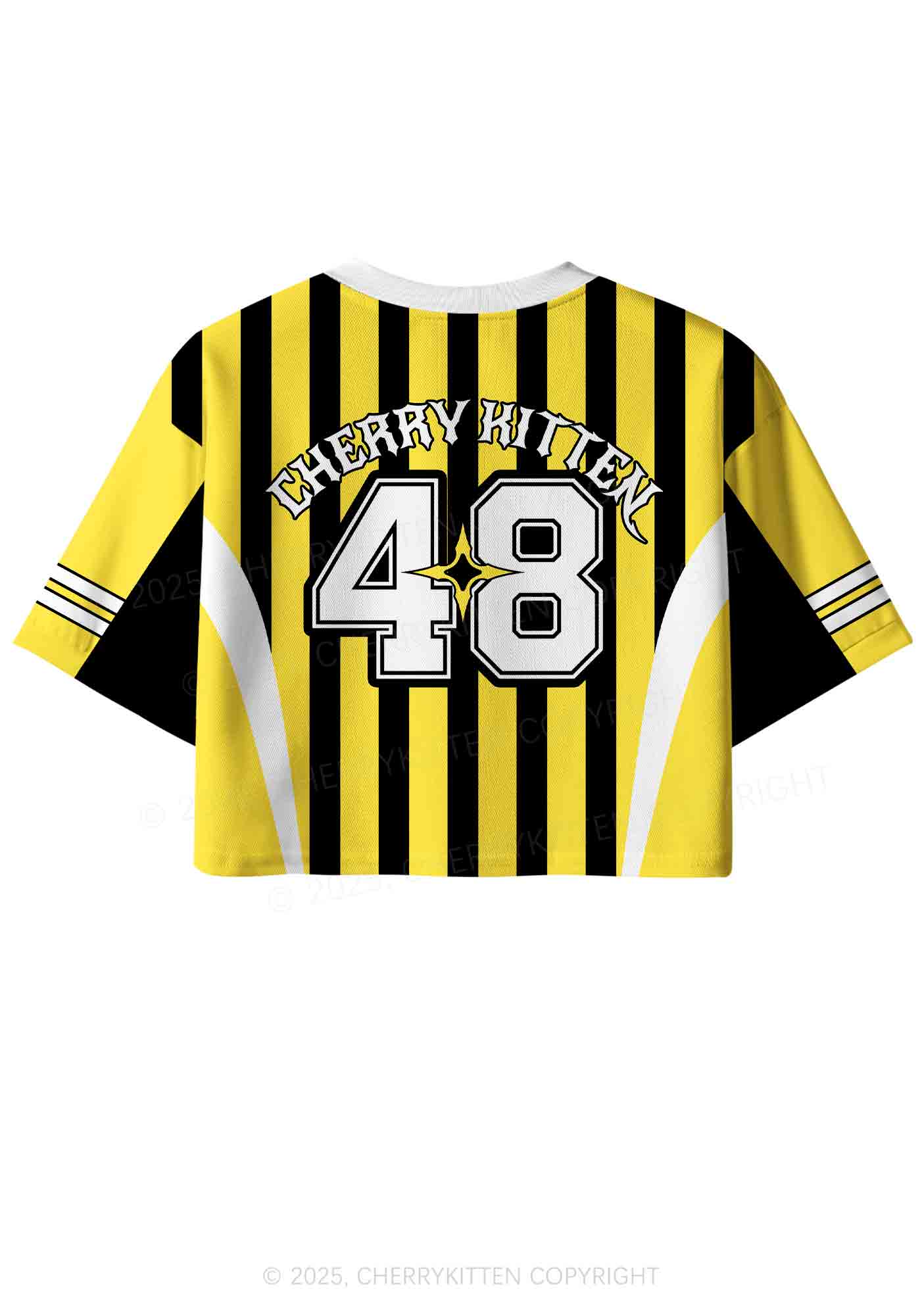 Custom Yellow Feral Y2K Crop Sport Jersey Shirts Cherrykitten - Image 3