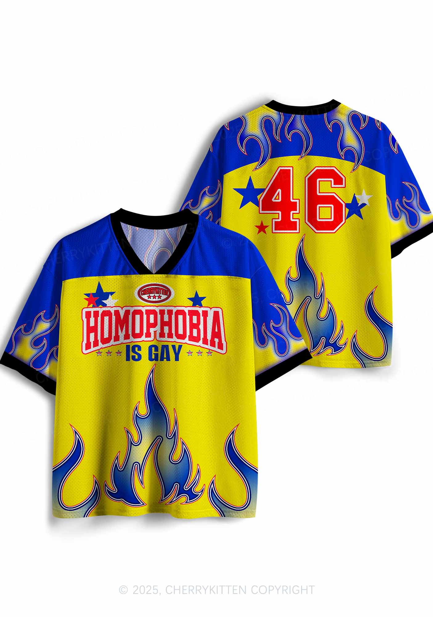 Custom Yellow Homophobia Is Gay Pride Y2K Sport Jersey Shirts Cherrykitten - Image 3