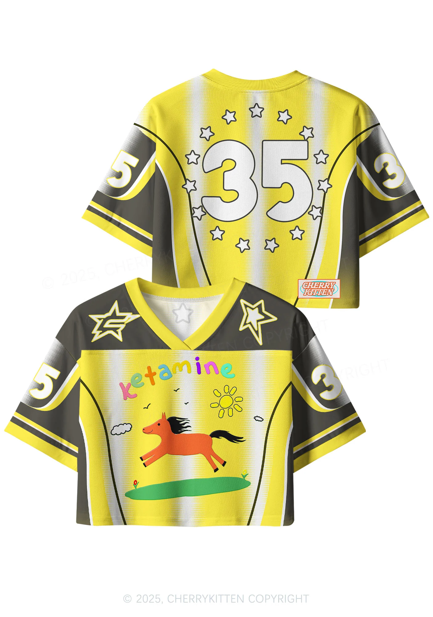 Custom Yellow Pony Y2K Crop Sport Jersey Shirts Cherrykitten - Image 3