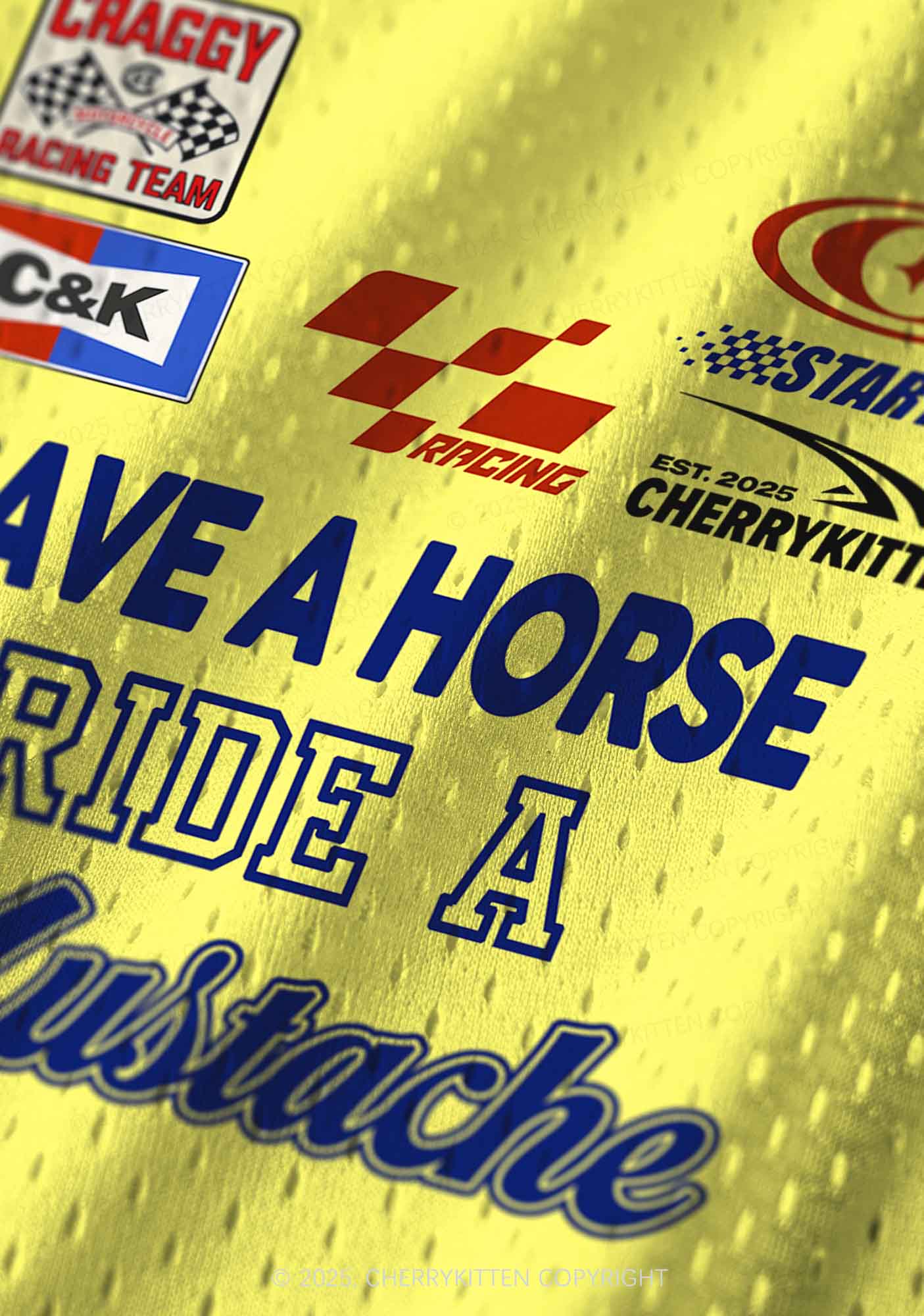 Custom Yellow Ride A Mustache Y2K Sport Jersey Tank Cherrykitten - Image 5
