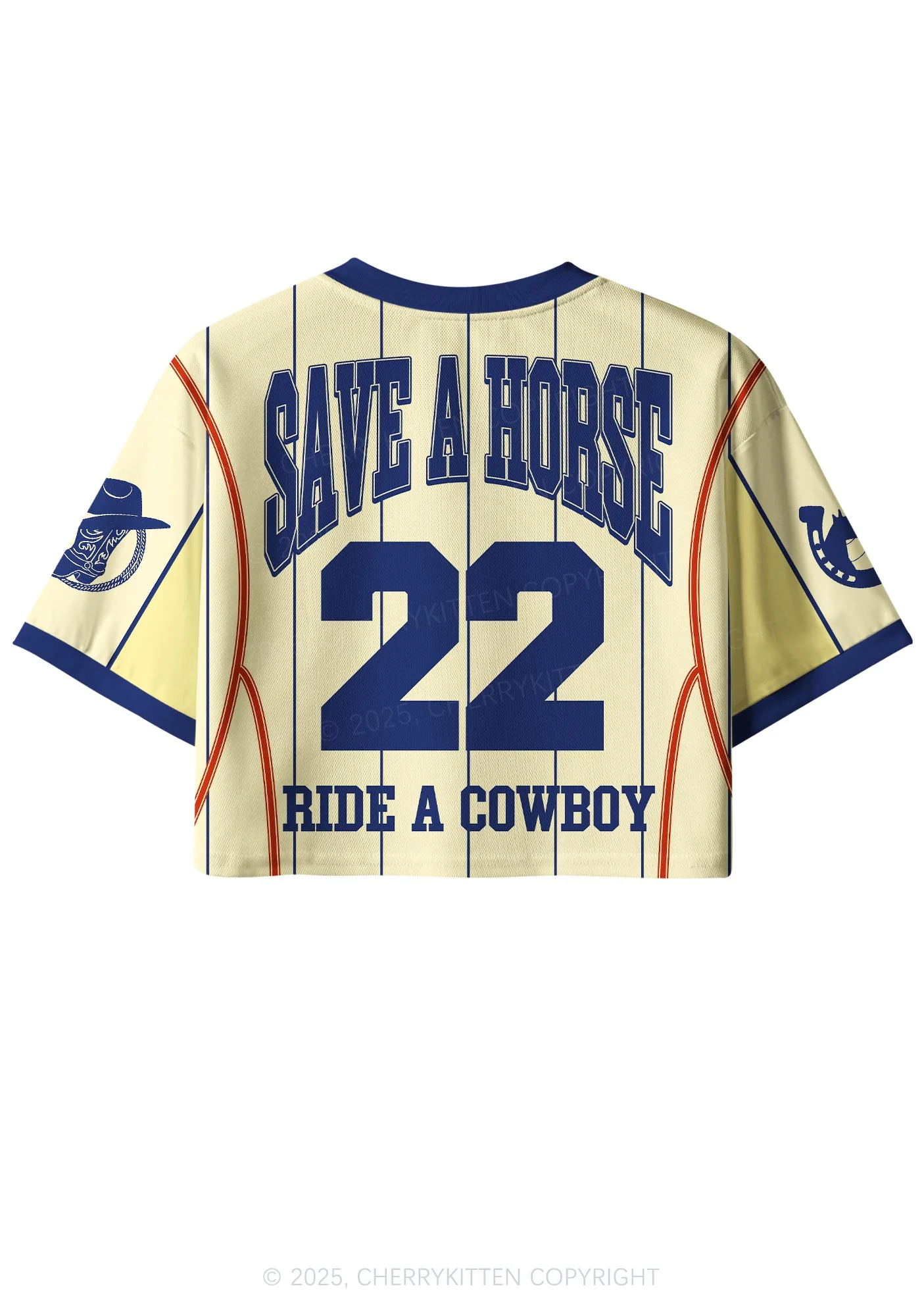 Custom Yellow Save A Horse Y2K Crop Sport Jersey Shirts Cherrykitten - Image 2