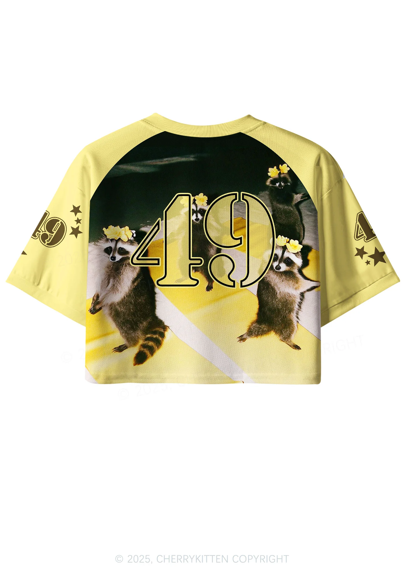 Custom Yoga Raccoon Y2K Crop Sport Jersey Shirts Cherrykitten - Image 2