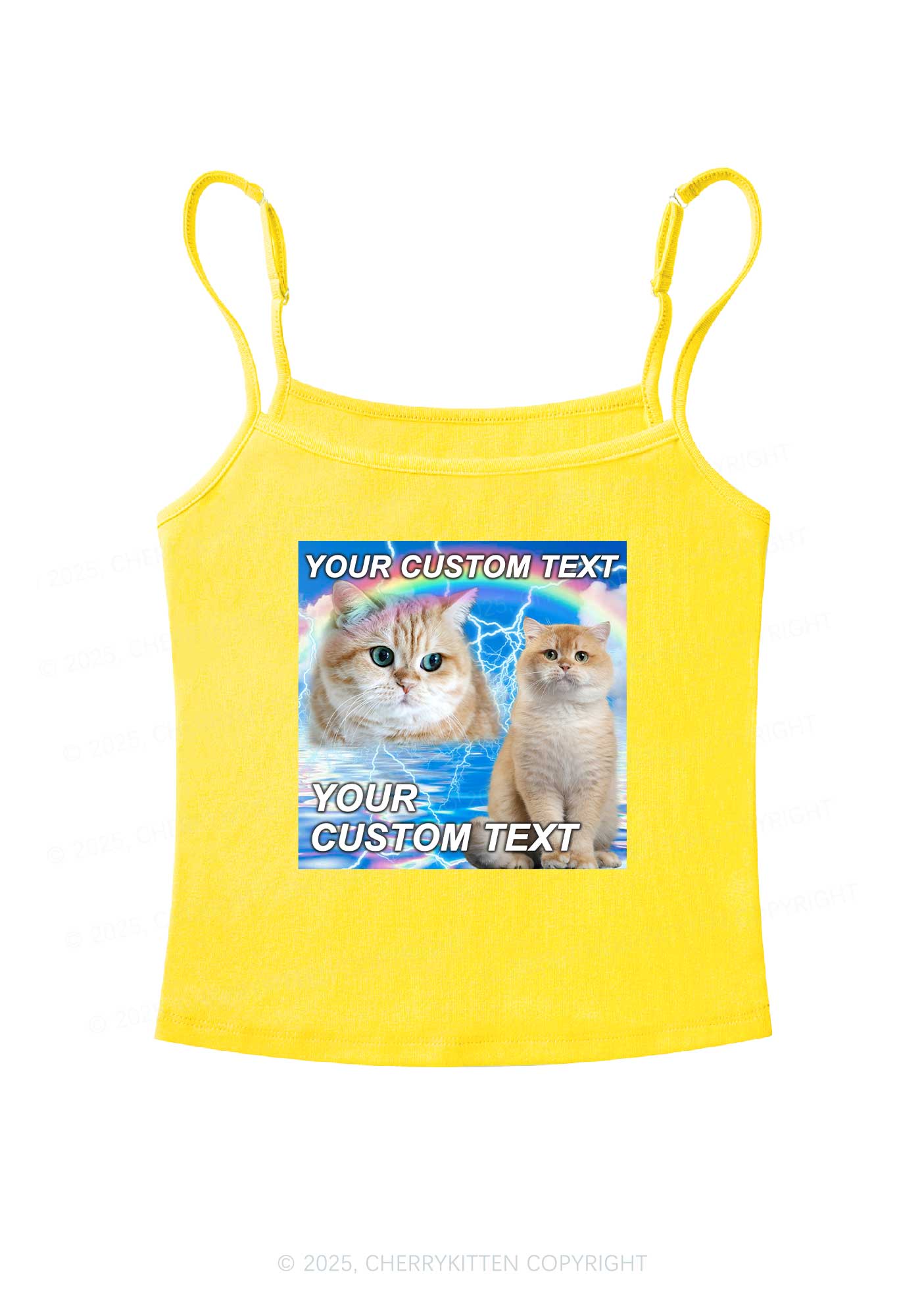 Custom Text Your Kitten Y2K Spaghetti Strap Cami Cherrykitten - Image 6