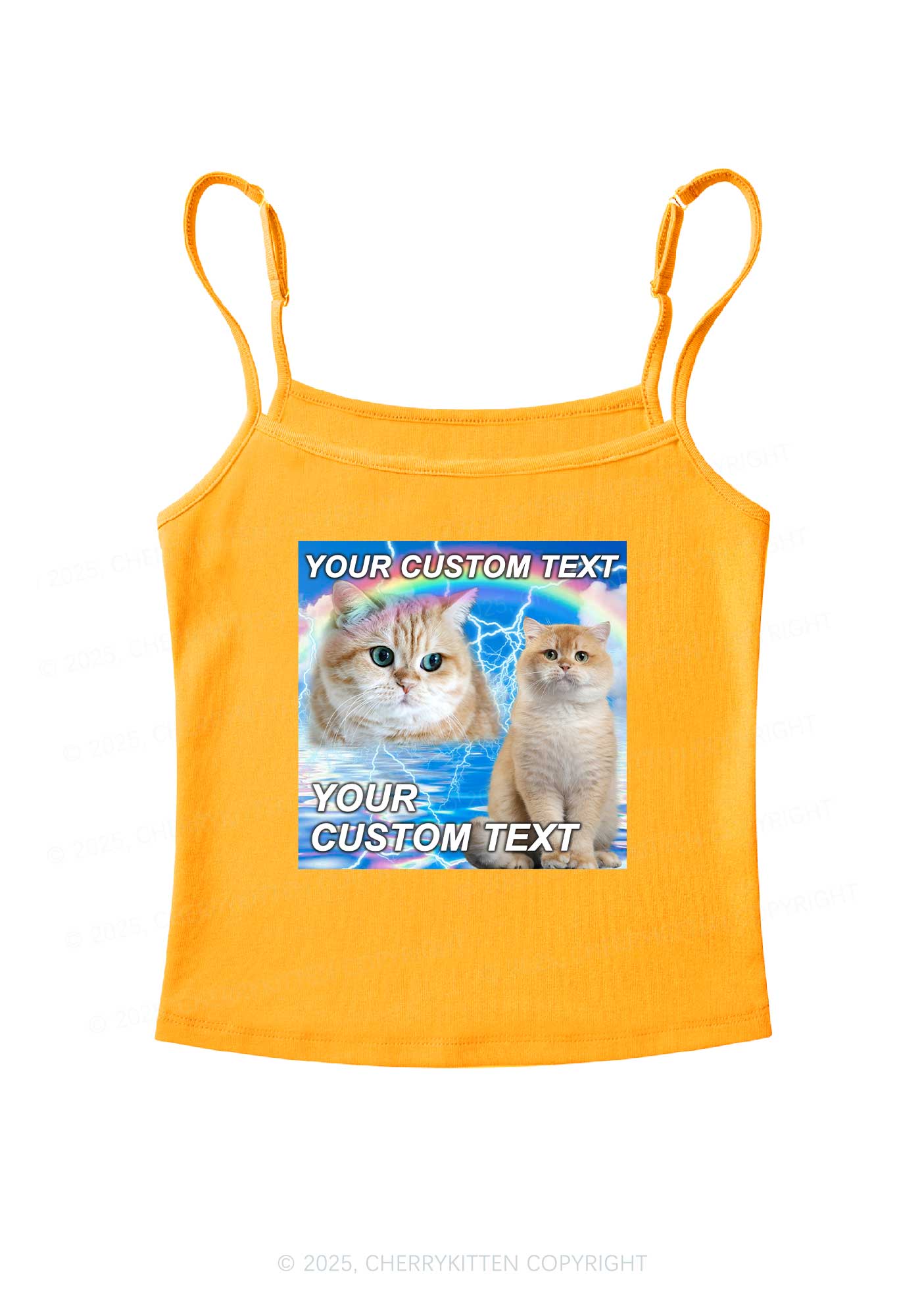 Custom Text Your Kitten Y2K Spaghetti Strap Cami Cherrykitten - Image 7