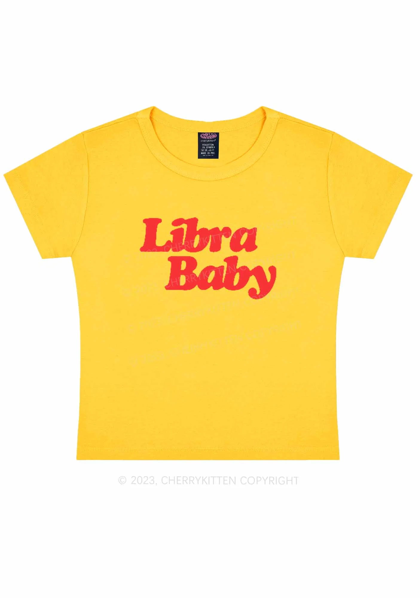 Custom Zodiac Baby Y2K Baby Tee Cherrykitten - Image 4