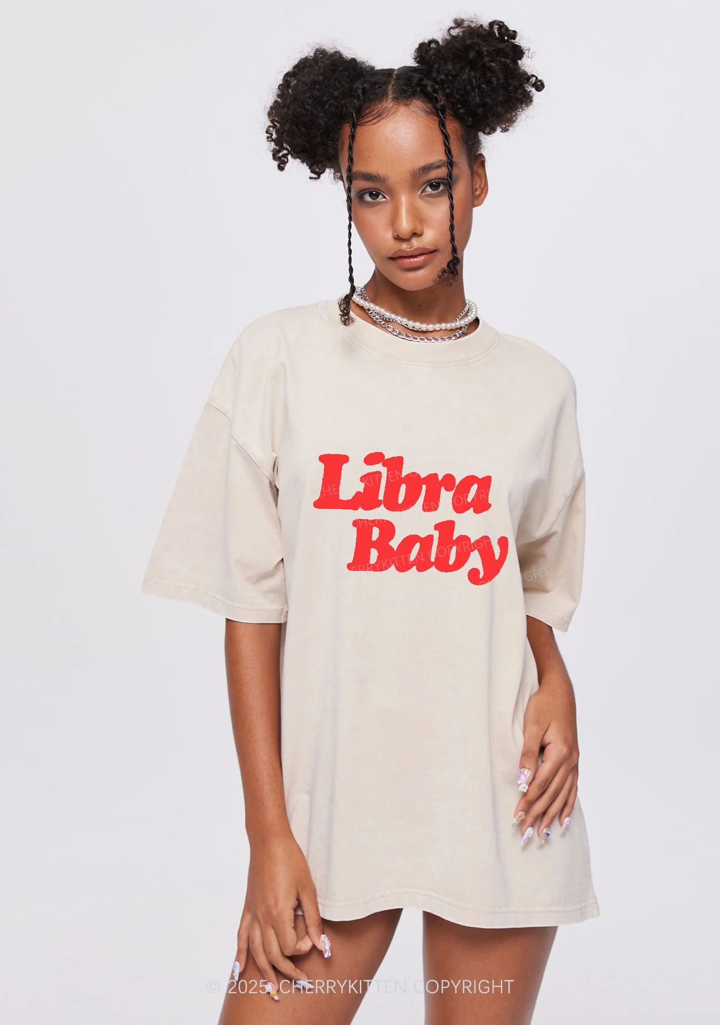 Custom Zodiac Baby Y2K Shirts Washed Tee Cherrykitten - Image 2