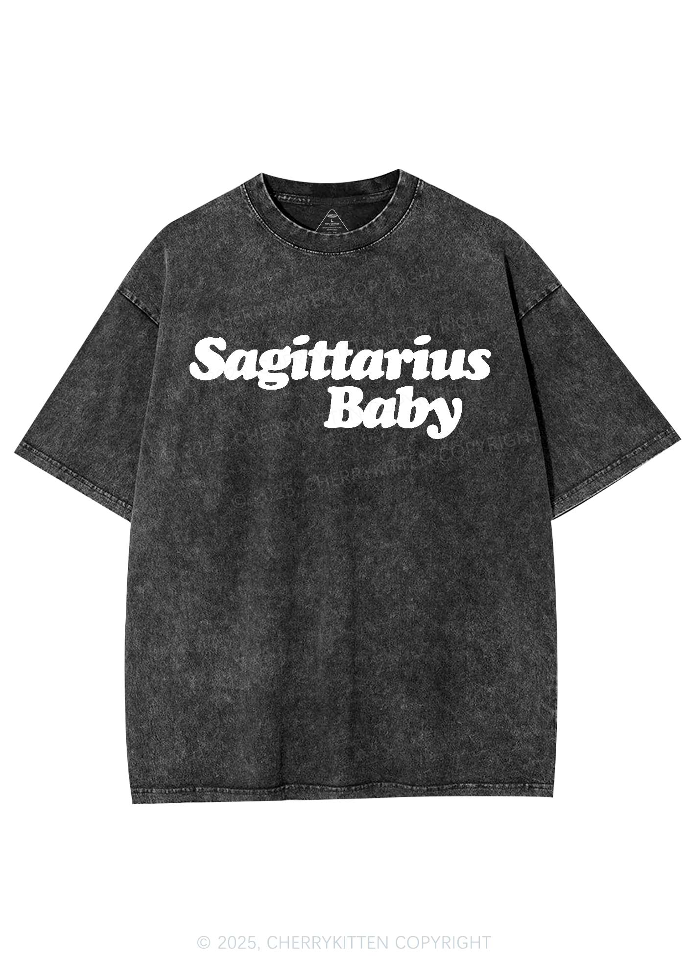 Custom Zodiac Baby Y2K Shirts Washed Tee Cherrykitten - Image 3