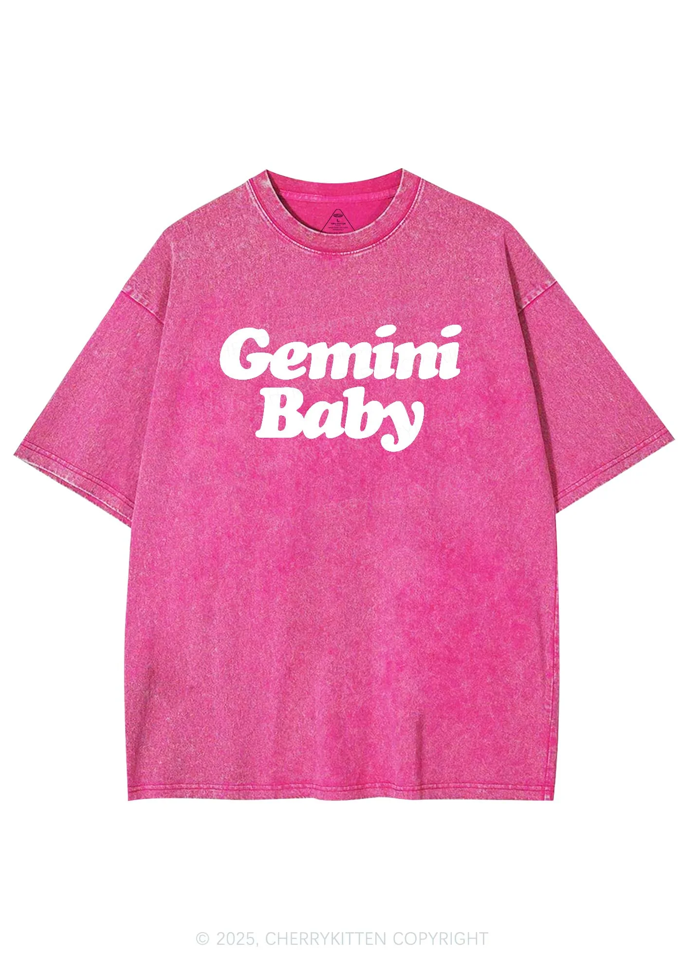Custom Zodiac Baby Y2K Shirts Washed Tee Cherrykitten - Image 4