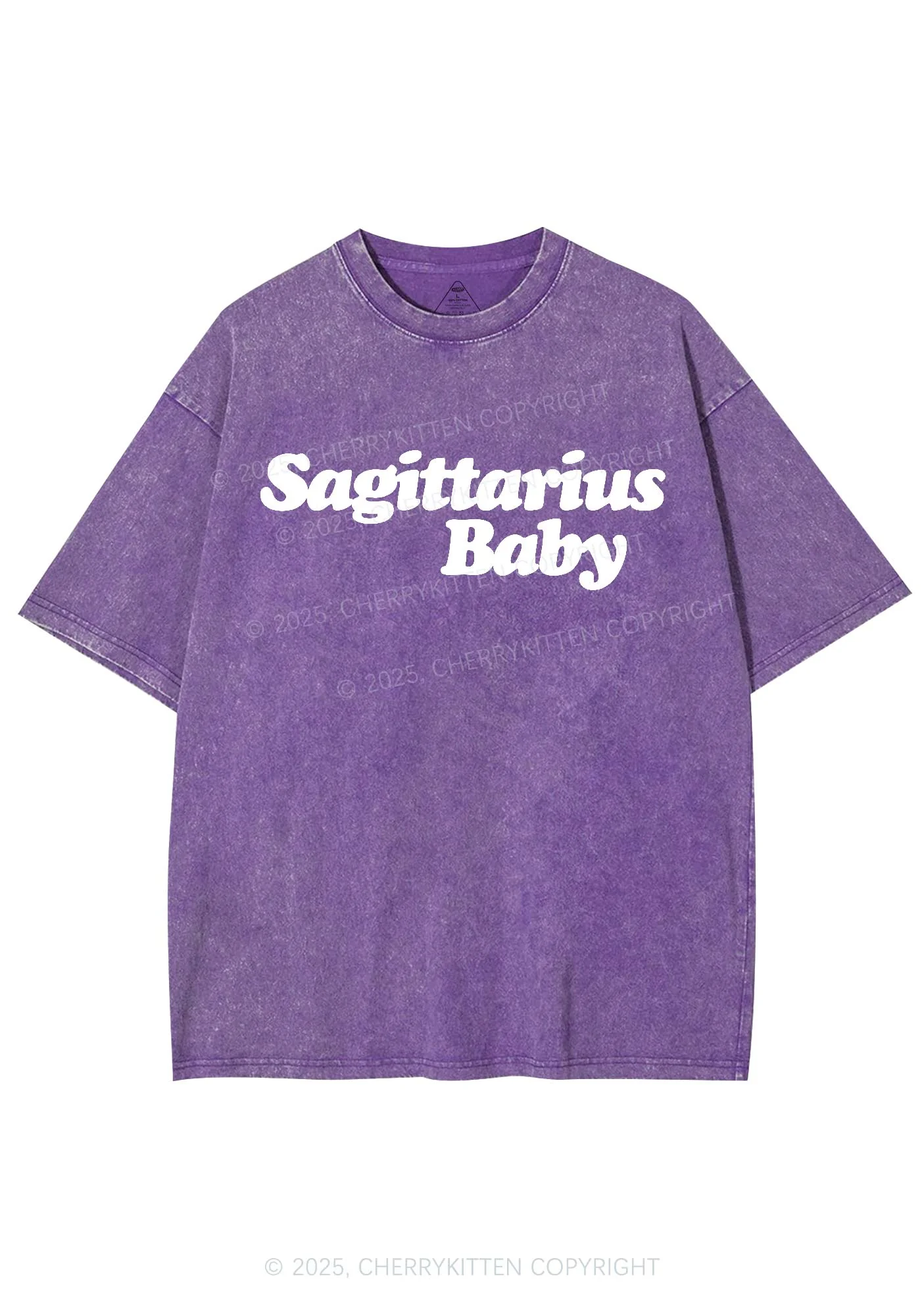 Custom Zodiac Baby Y2K Shirts Washed Tee Cherrykitten - Image 5