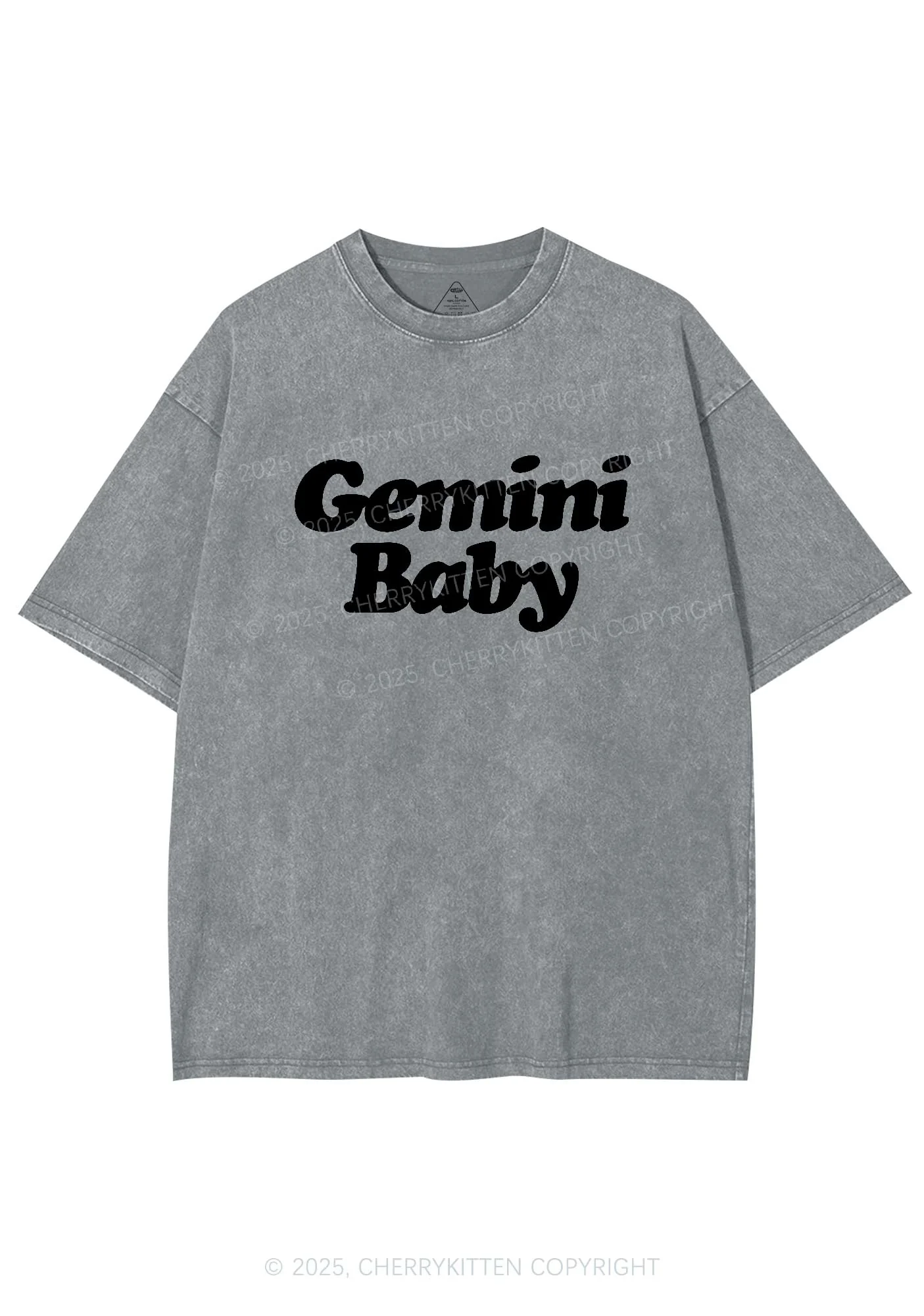 Custom Zodiac Baby Y2K Shirts Washed Tee Cherrykitten - Image 7