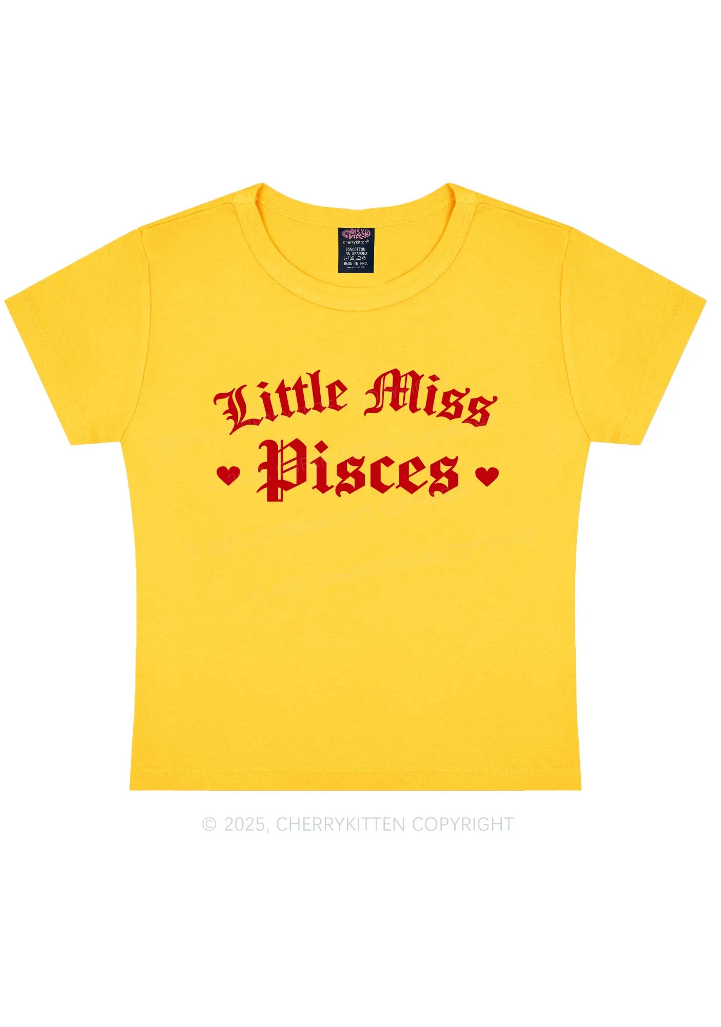 Custom Zodiac Little Miss Y2K Baby Tee Cherrykitten - Image 4