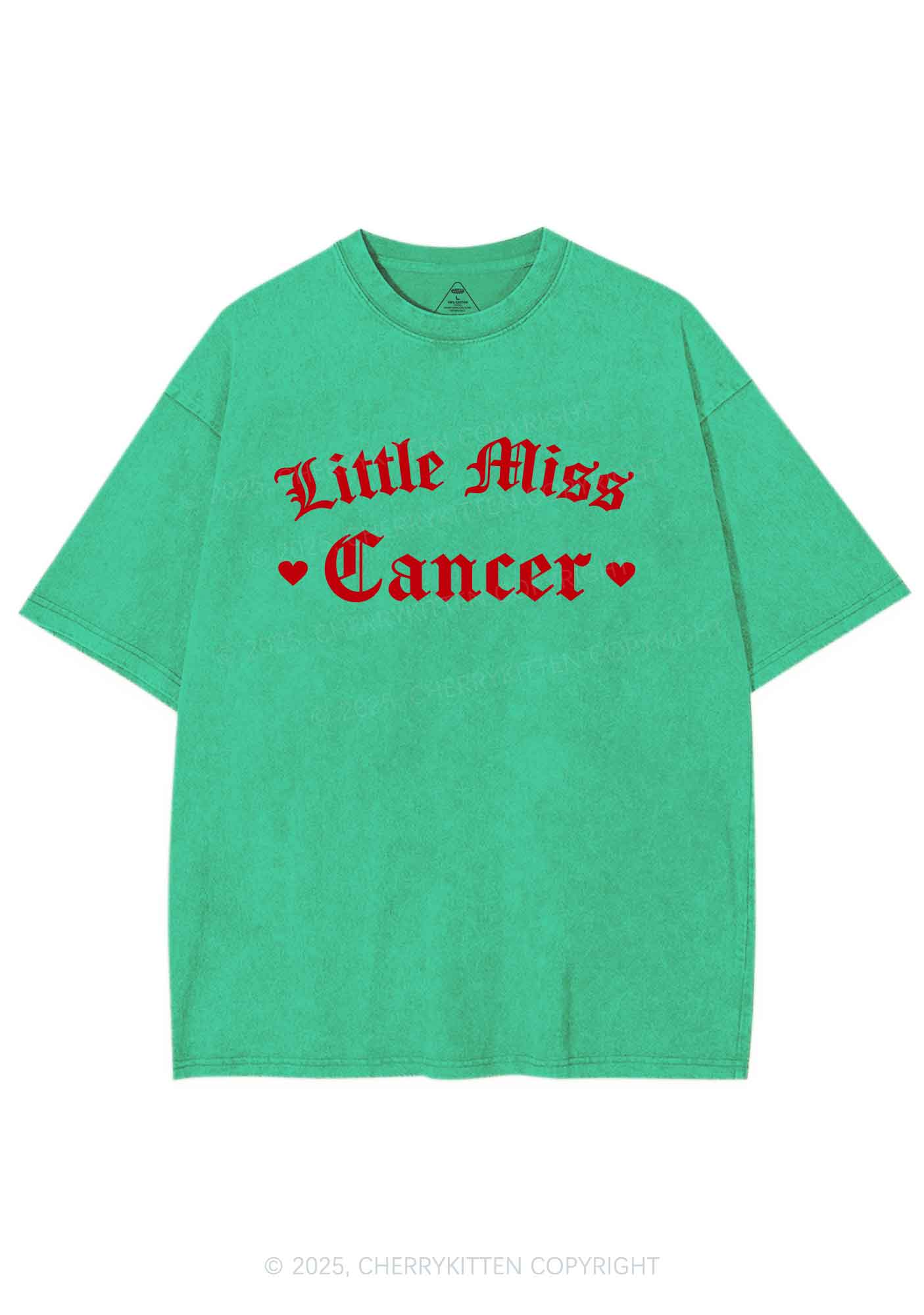 Custom Zodiac Little Miss Y2K Shirts Washed Tee Cherrykitten - Image 6