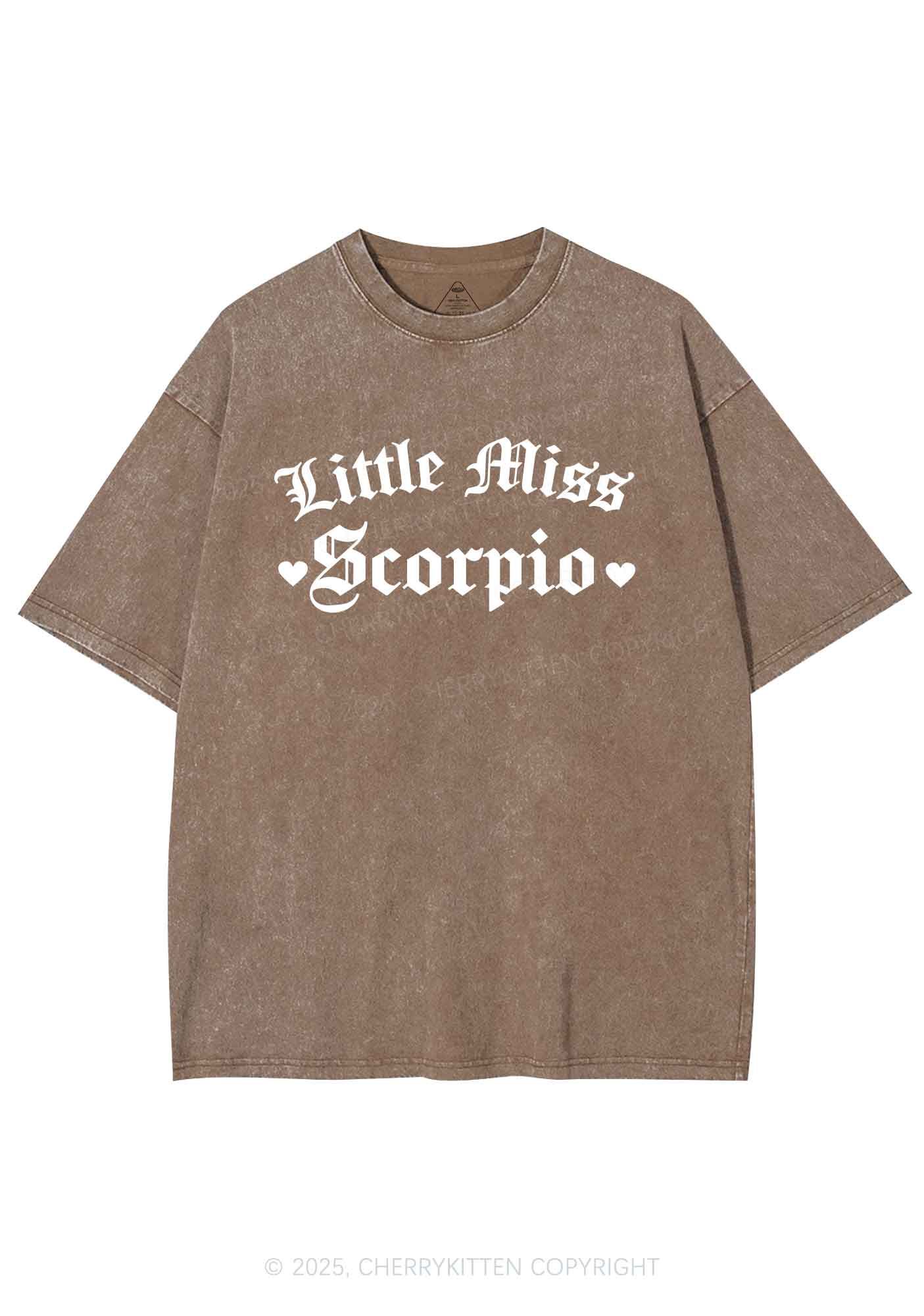 Custom Zodiac Little Miss Y2K Shirts Washed Tee Cherrykitten - Image 7