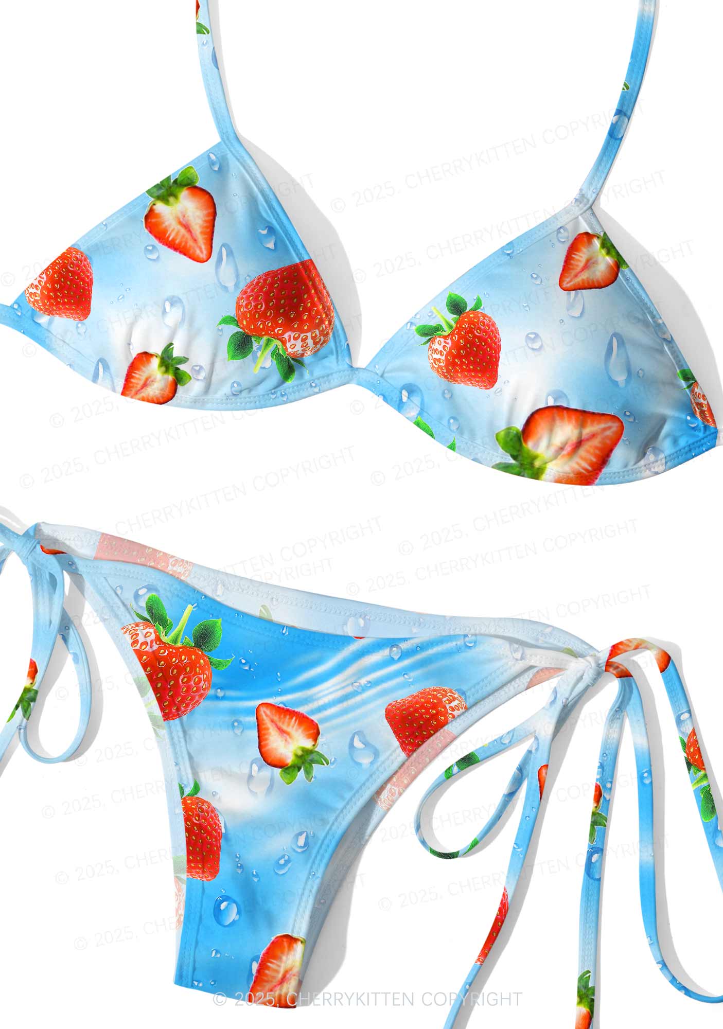Cute Strawberry Y2K Print Bikini Set Cherrykitten - Image 2