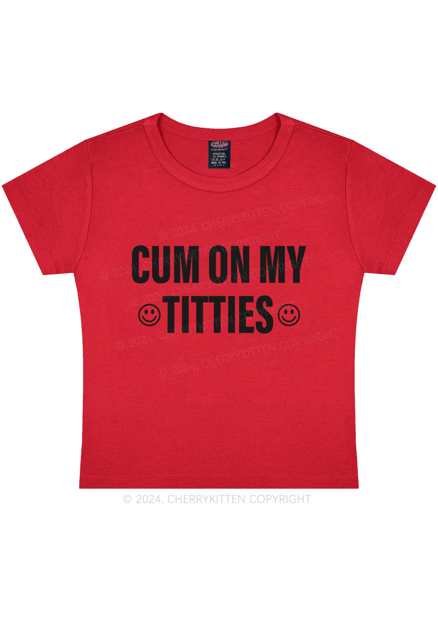 Cxm On My Txtties Y2K Baby Tee Cherrykitten - Image 5