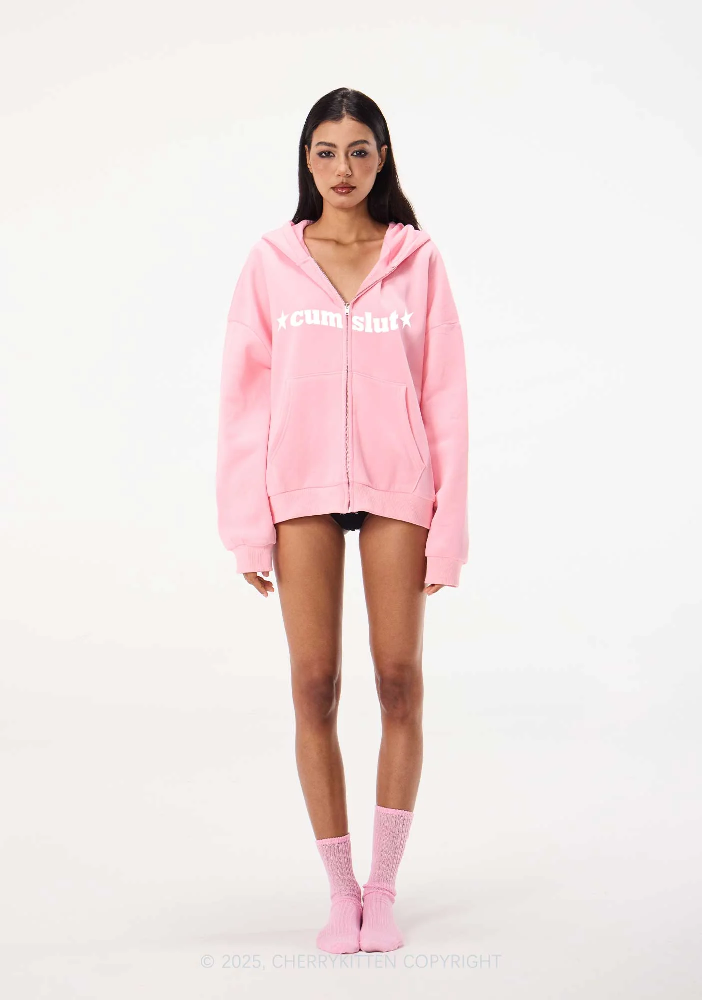 Cxmslxt Y2K Bunny Ear Zip Hoodie Cherrykitten - Image 2