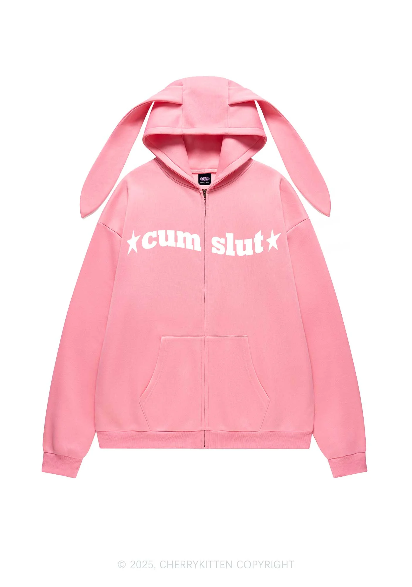 Cxmslxt Y2K Bunny Ear Zip Hoodie Cherrykitten - Image 3