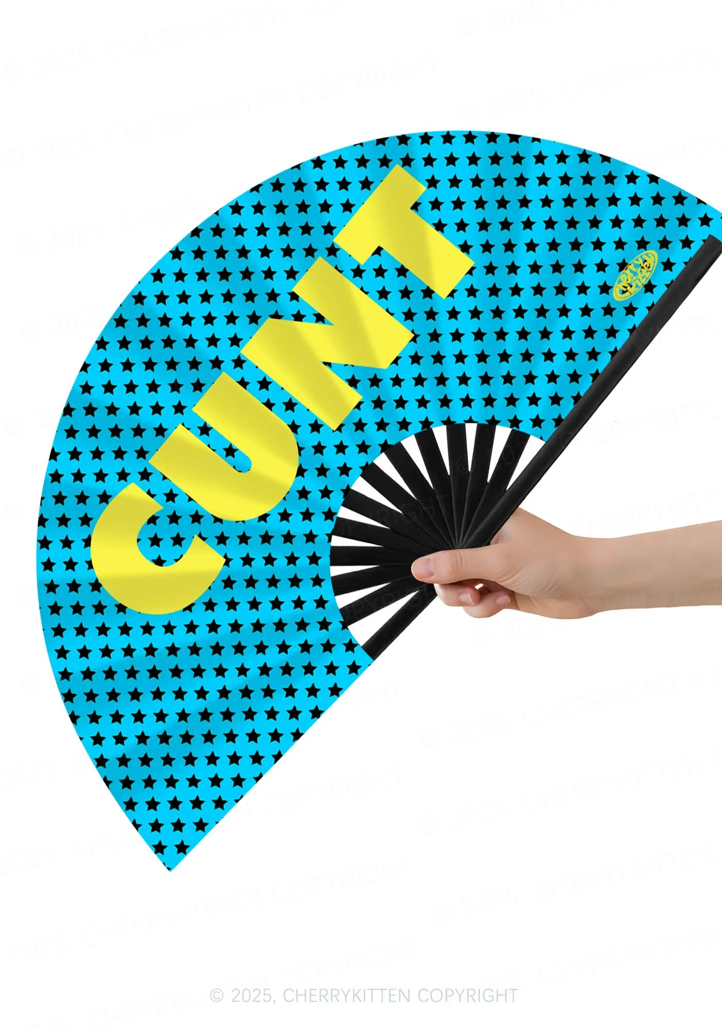 Cxxt Black Stars Y2K Rave Hand Fan Cherrykitten - Image 2