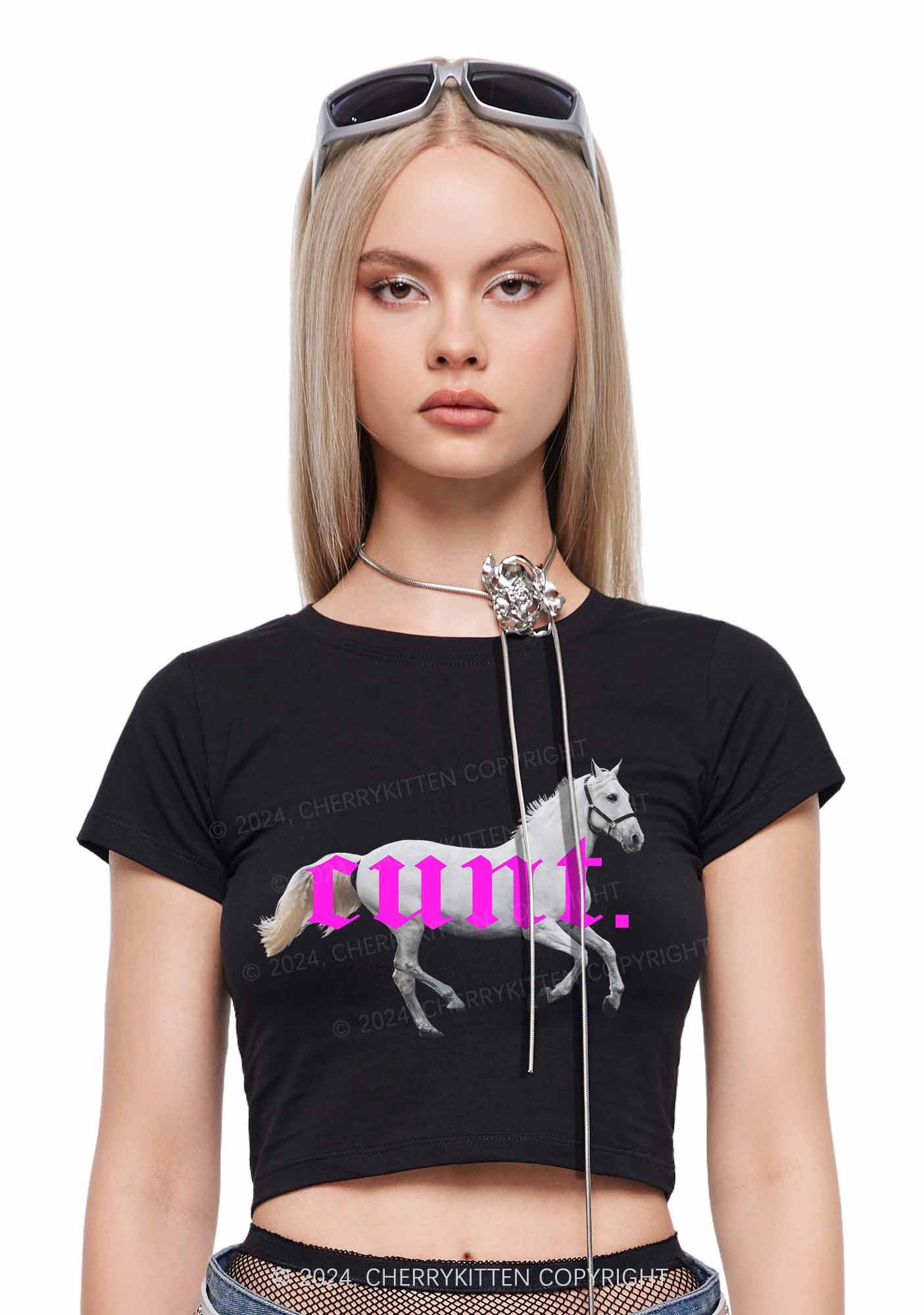Cxxt Horse Y2K Baby Tee Cherrykitten - Image 2