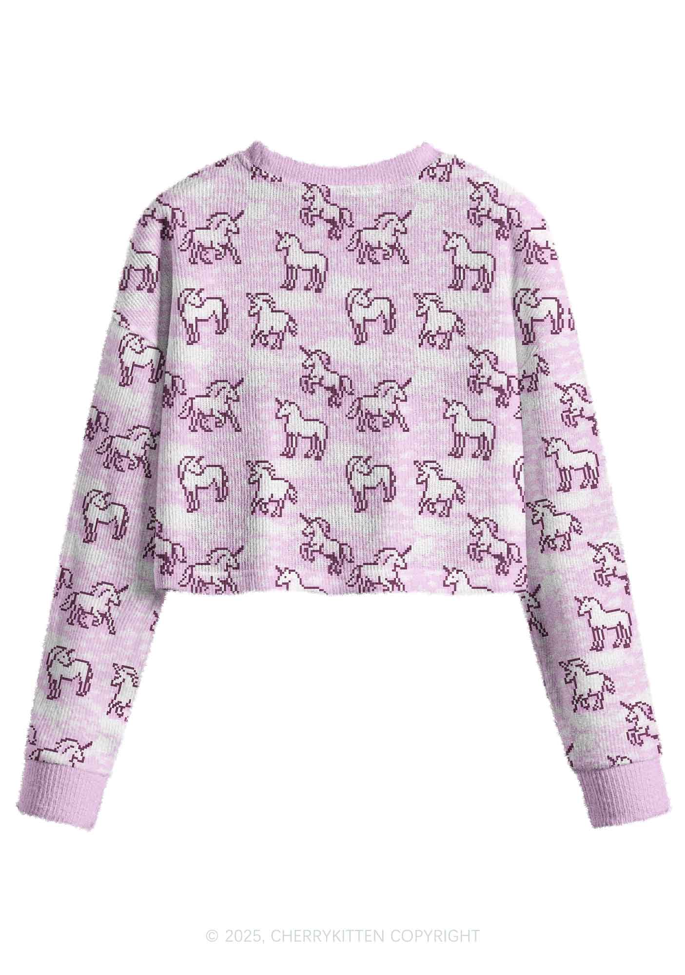 Cxxt Horse Y2K Christmas Crop Knit Sweatshirt Cherrykitten - Image 2