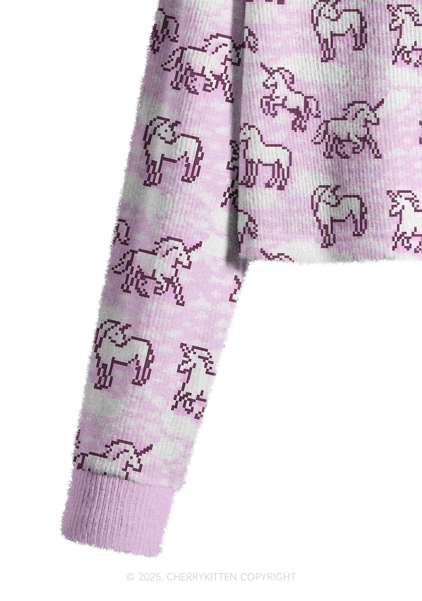 Cxxt Horse Y2K Christmas Crop Knit Sweatshirt Cherrykitten - Image 5
