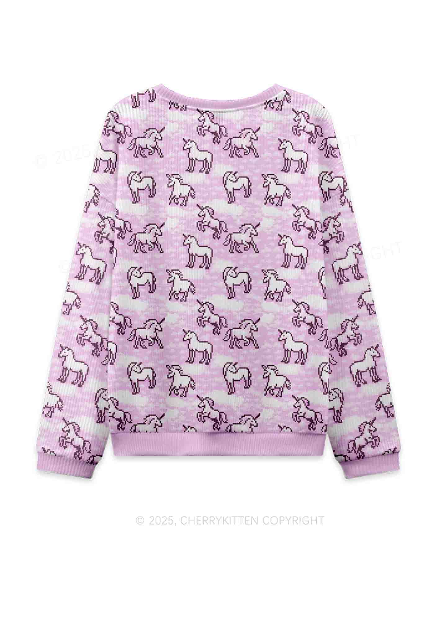 Cxxt Horse Y2K Christmas Knit Sweatshirt Cherrykitten - Image 2