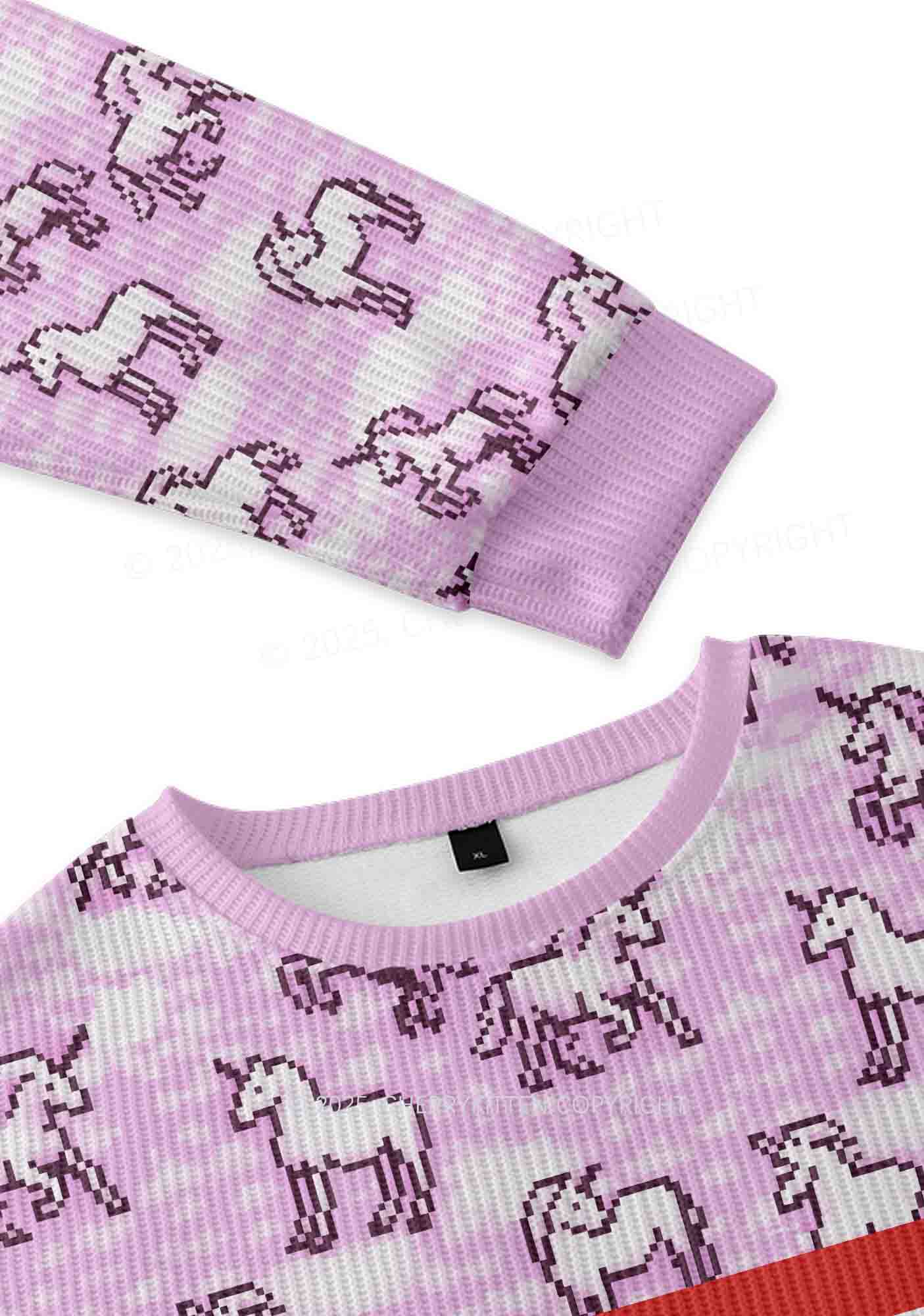 Cxxt Horse Y2K Christmas Knit Sweatshirt Cherrykitten - Image 3