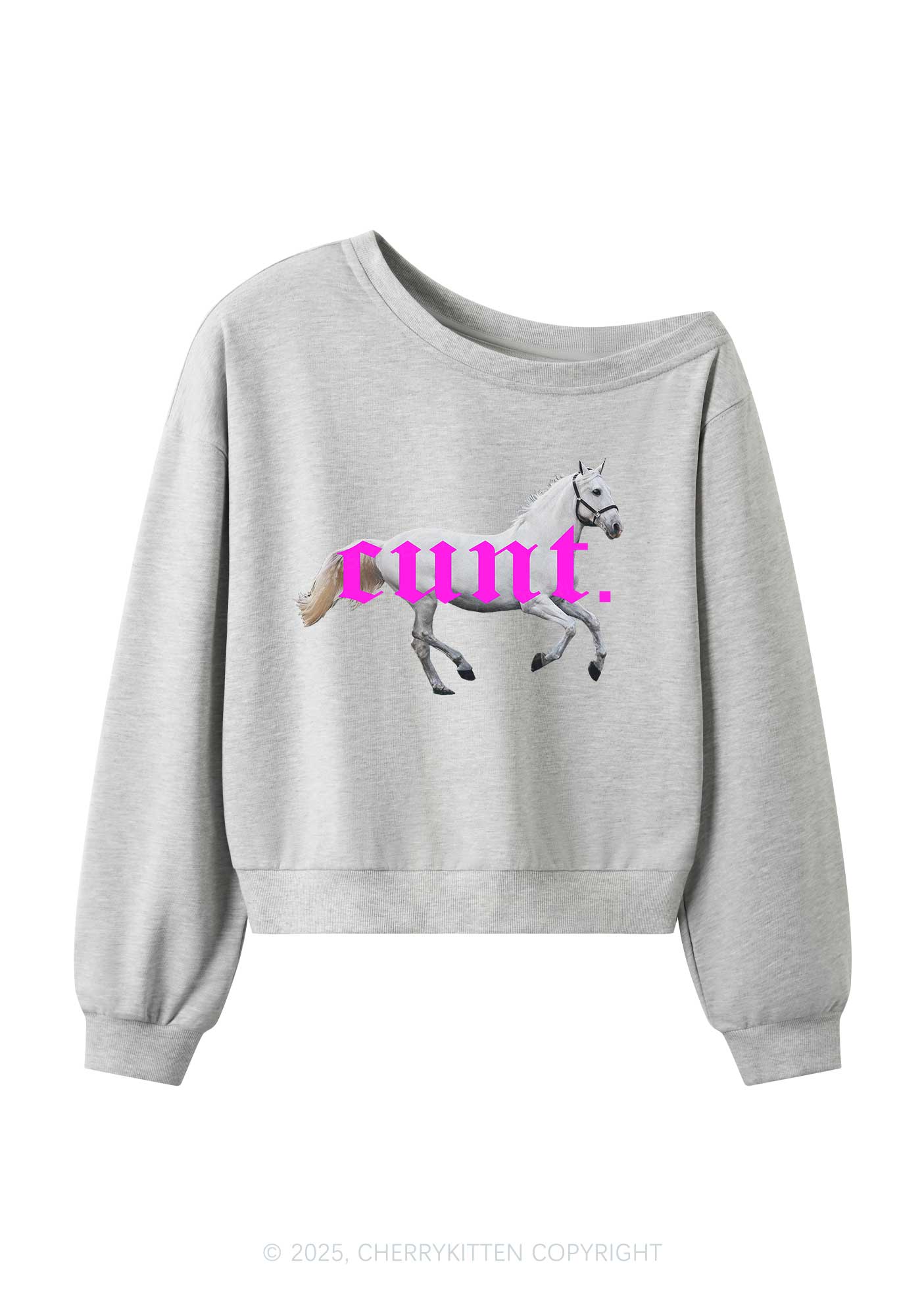 Cxxt Horse Y2K Off Shoulder Sweatshirts Cherrykitten - Image 3
