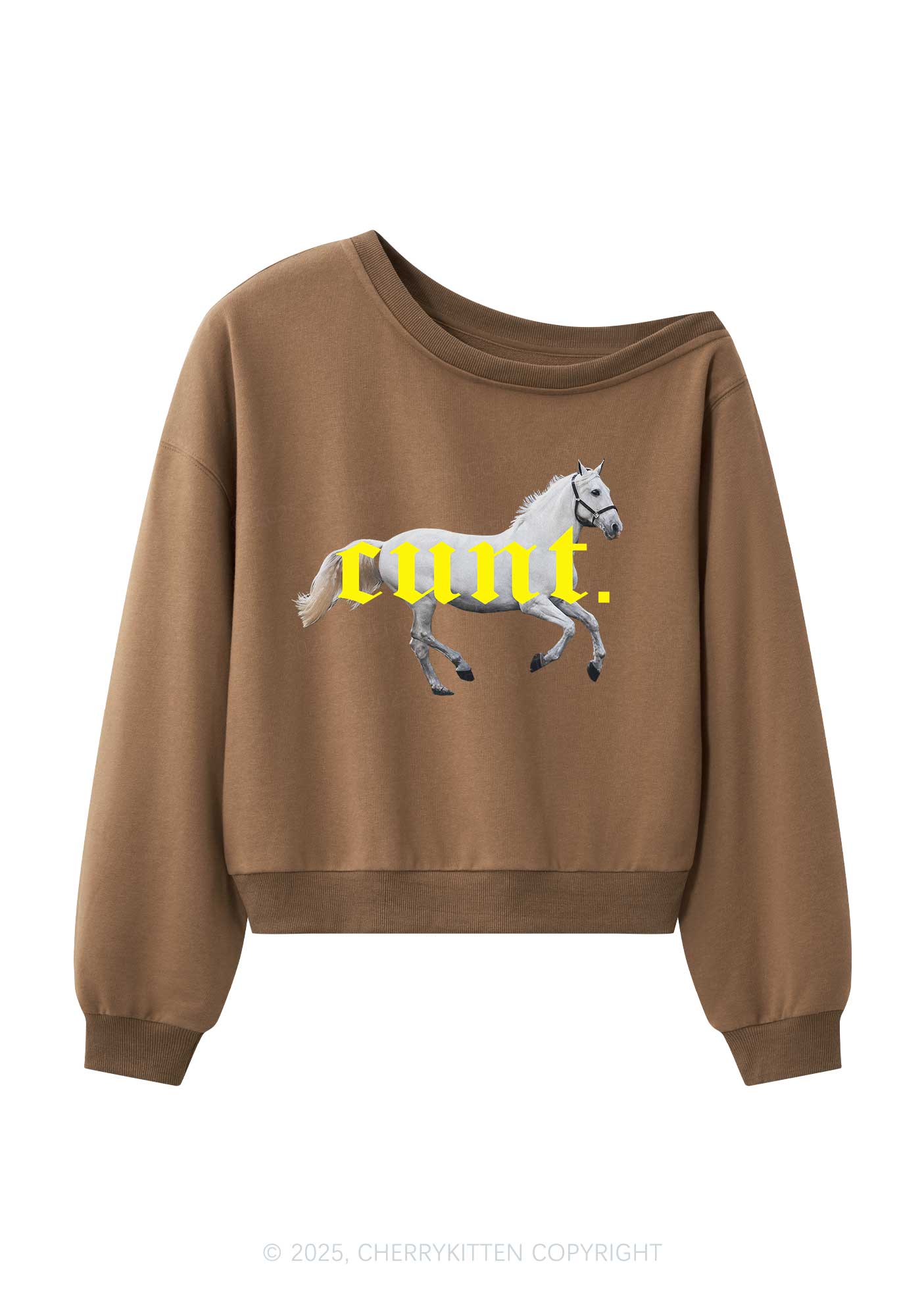 Cxxt Horse Y2K Off Shoulder Sweatshirts Cherrykitten - Image 4