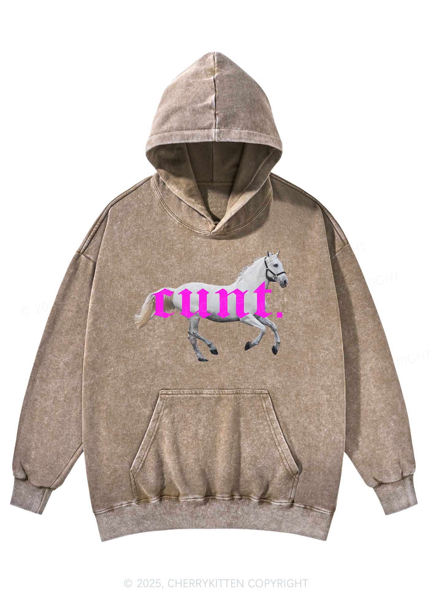 Cxxt Horse Y2K Washed Hoodie Cherrykitten - Image 4