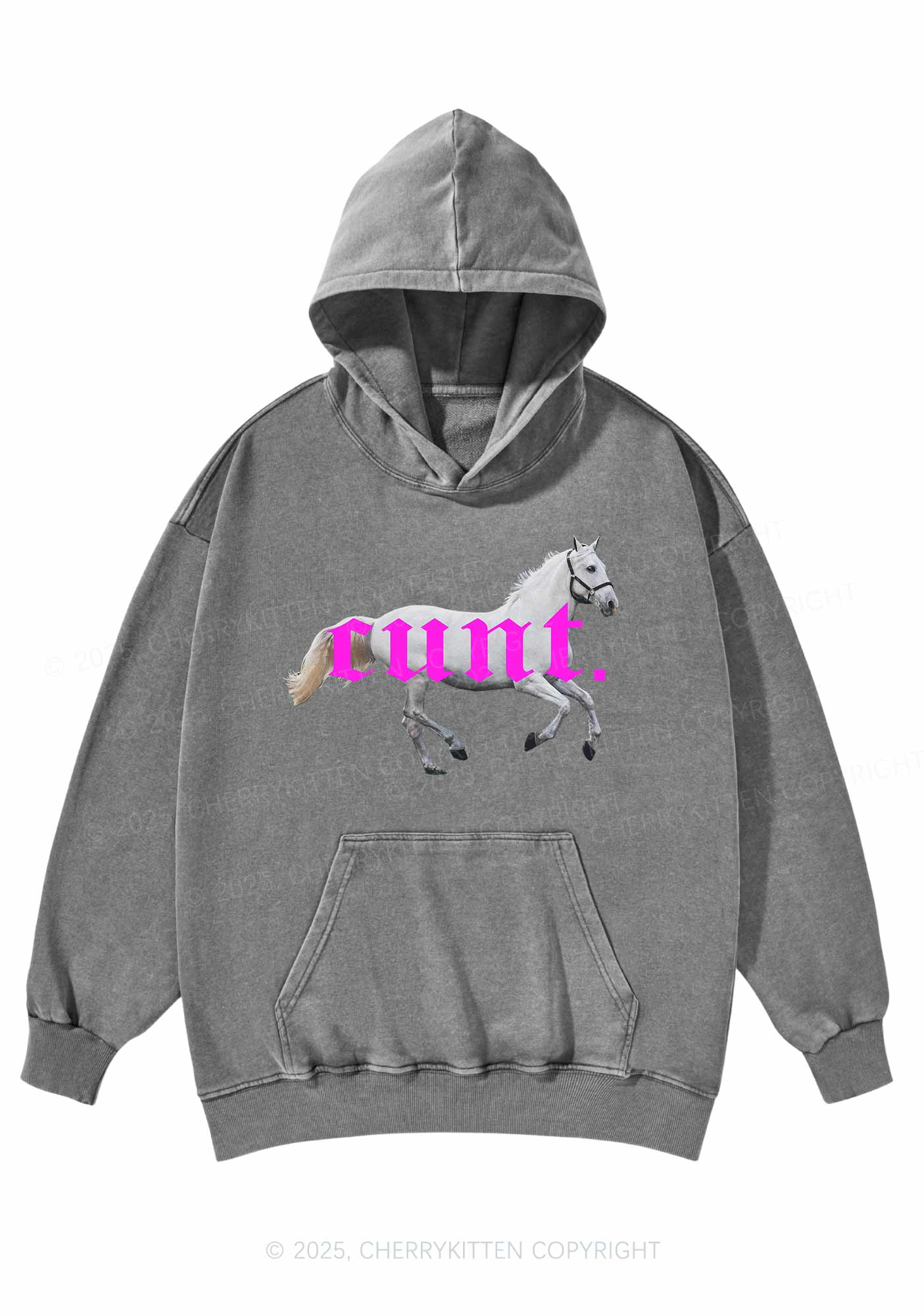 Cxxt Horse Y2K Washed Hoodie Cherrykitten - Image 5