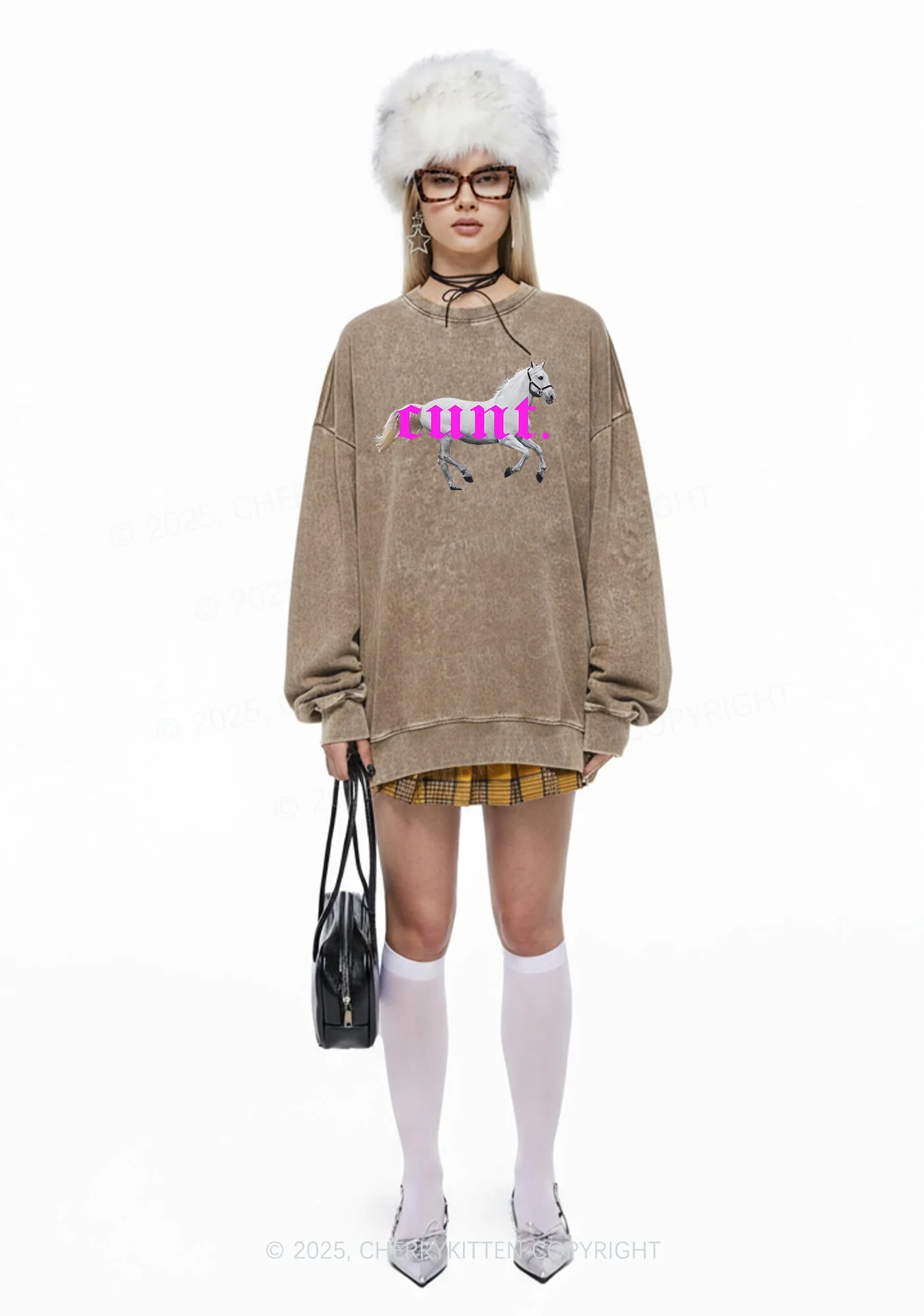Cxxt Horse Y2K Washed Sweatshirts Cherrykitten - Image 2