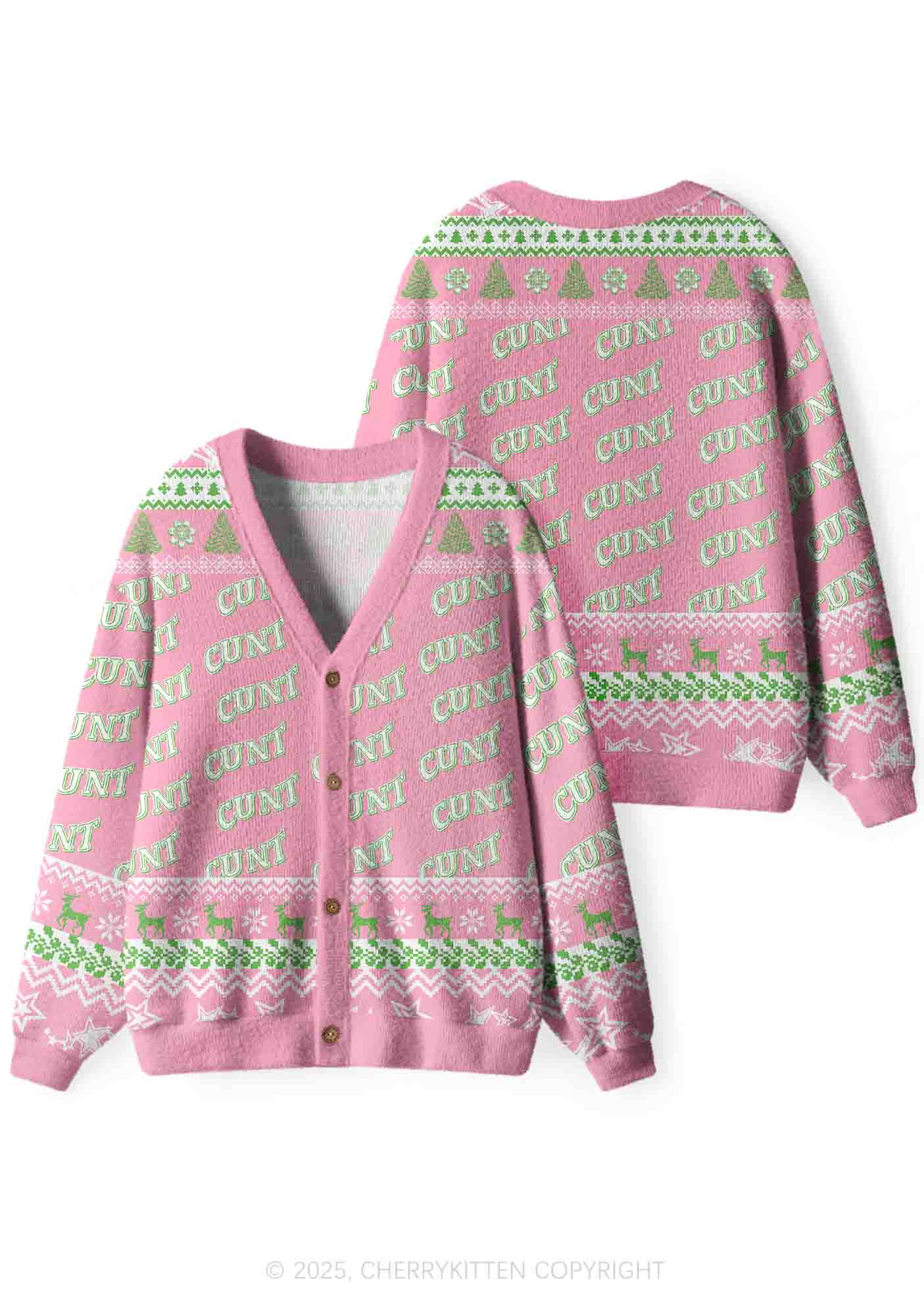 Cxxt Stars Y2K Christmas Cardigan Knit Sweatshirt Cherrykitten - Image 3