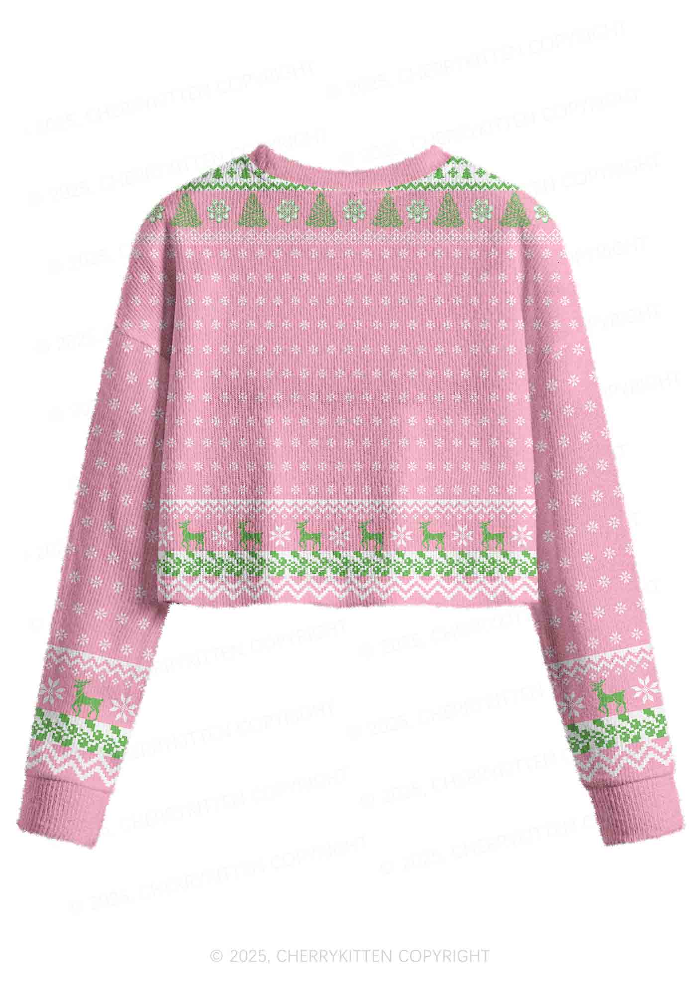 Cxxt Stars Y2K Christmas Crop Knit Sweatshirt Cherrykitten - Image 2