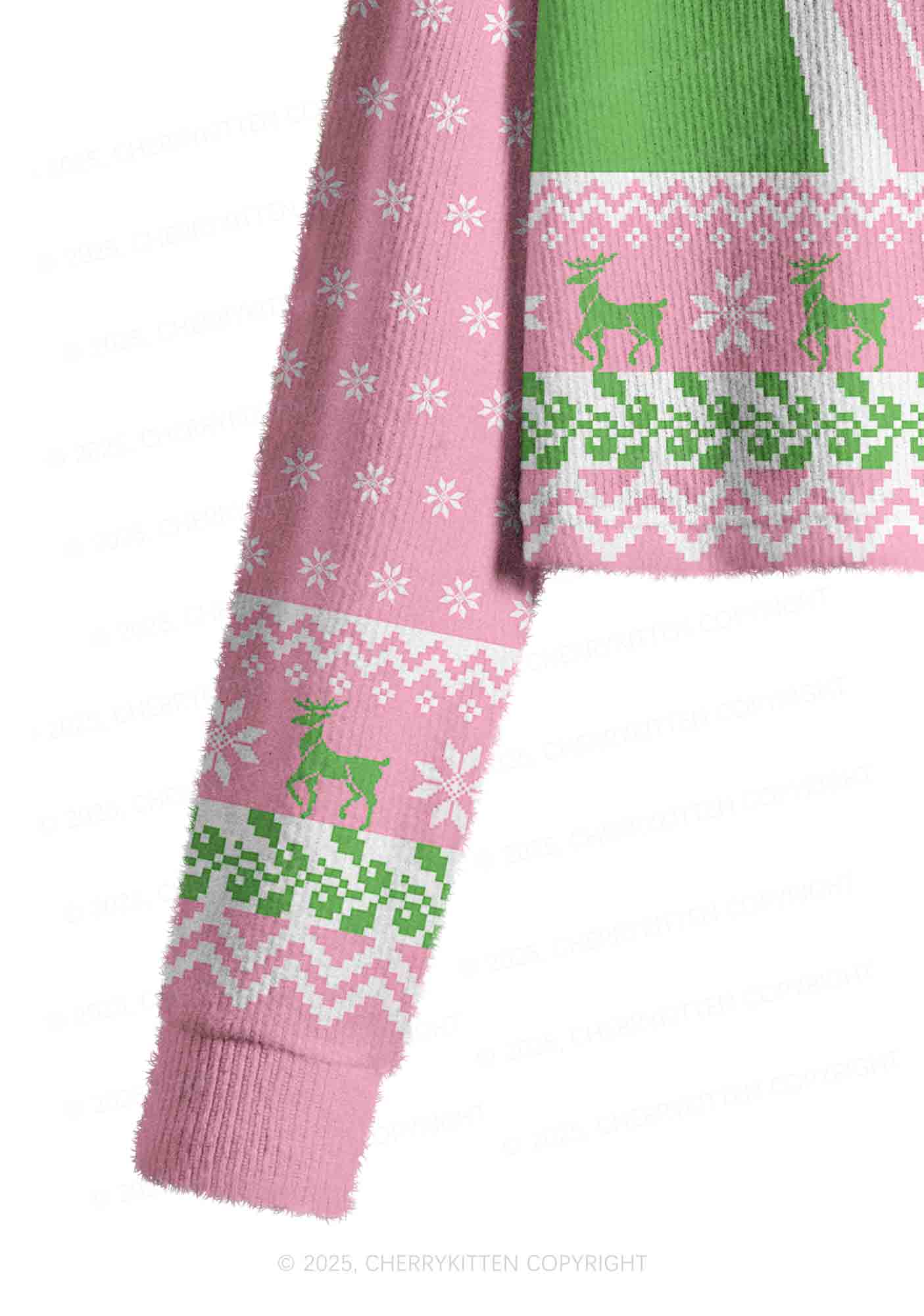 Cxxt Stars Y2K Christmas Crop Knit Sweatshirt Cherrykitten - Image 5