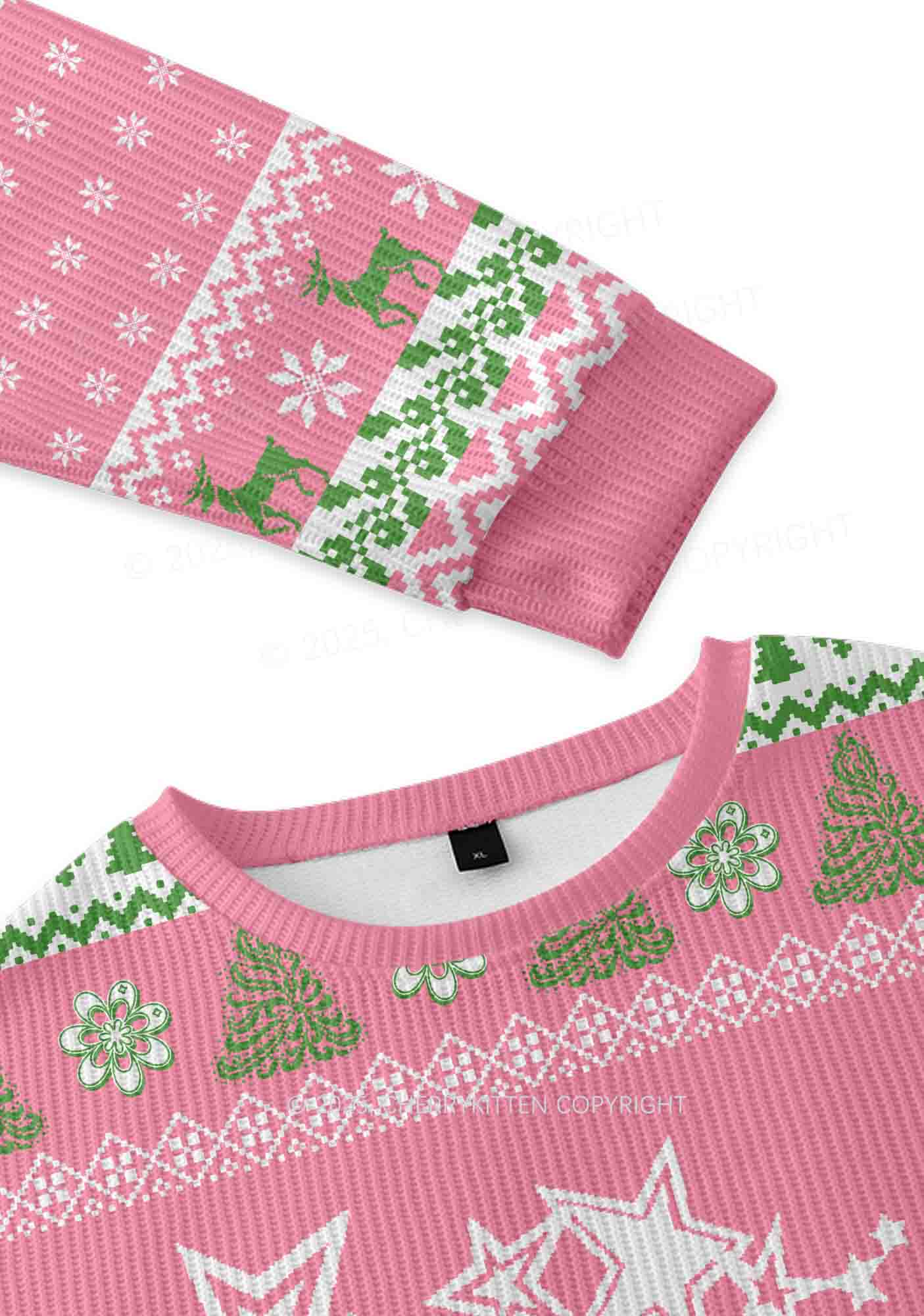 Cxxt Stars Y2K Christmas Knit Sweatshirt Cherrykitten - Image 3