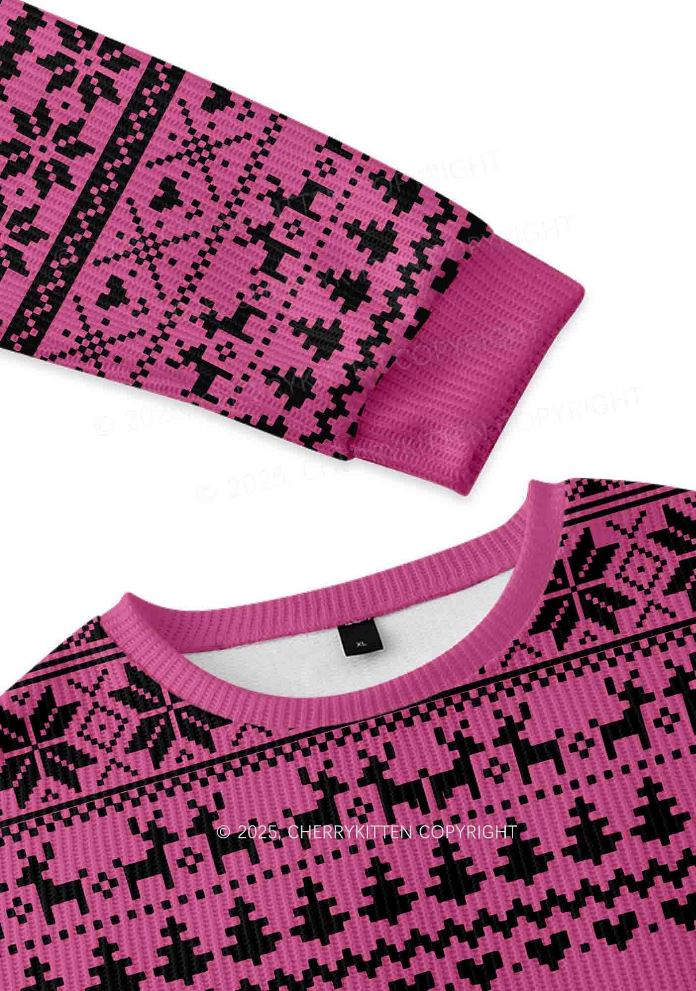 Cxxty Y2K Christmas Knit Sweatshirt Cherrykitten - Image 3
