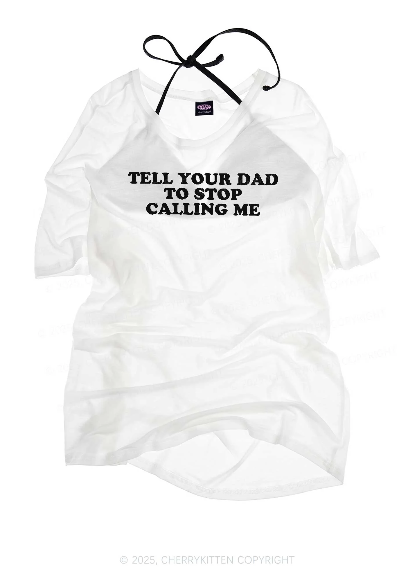 Dad Stop Calling Me Y2K Sheer Boyfriend Tee Cherrykitten - Image 3