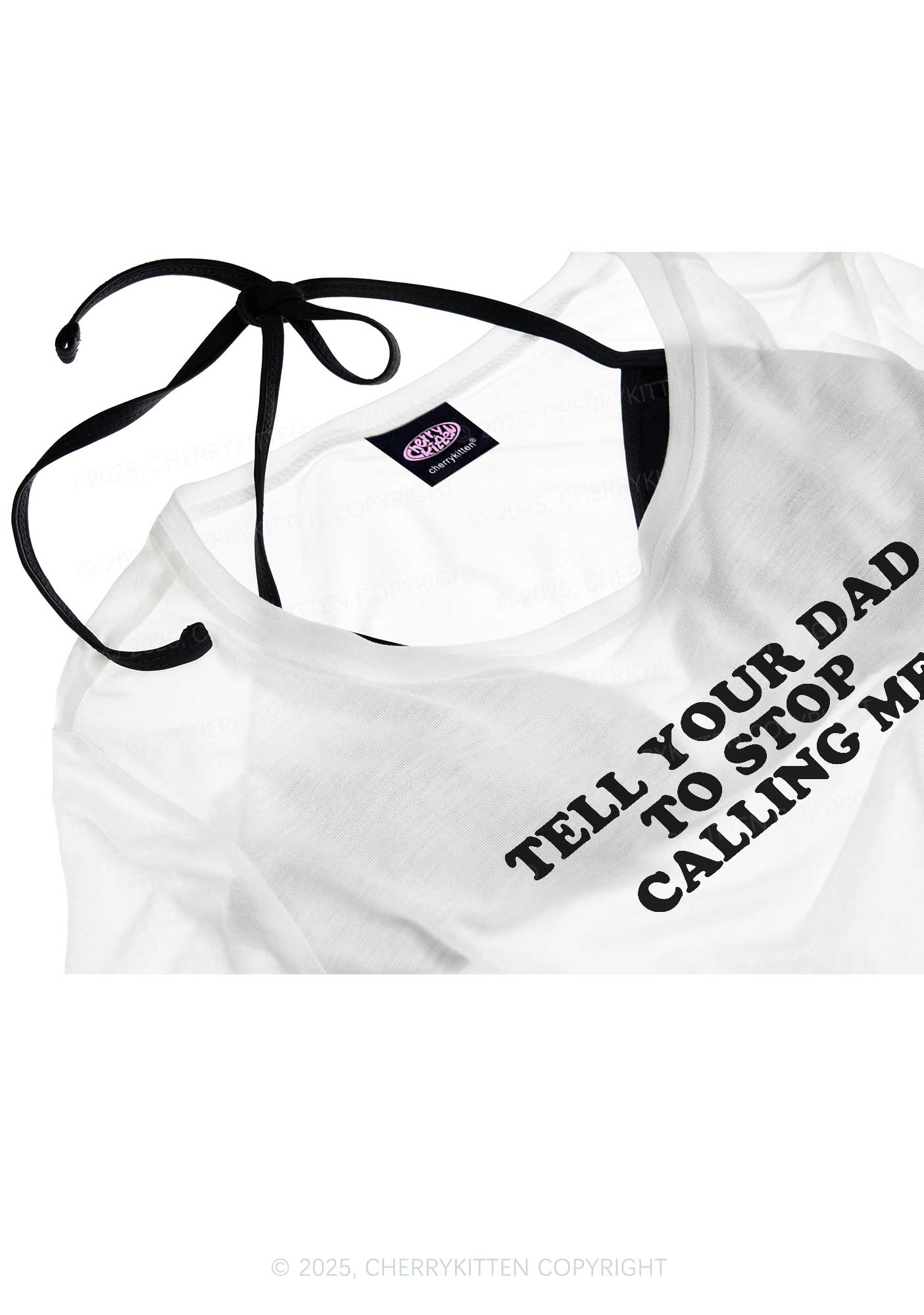 Dad Stop Calling Me Y2K Sheer Crop Tee Cherrykitten - Image 4
