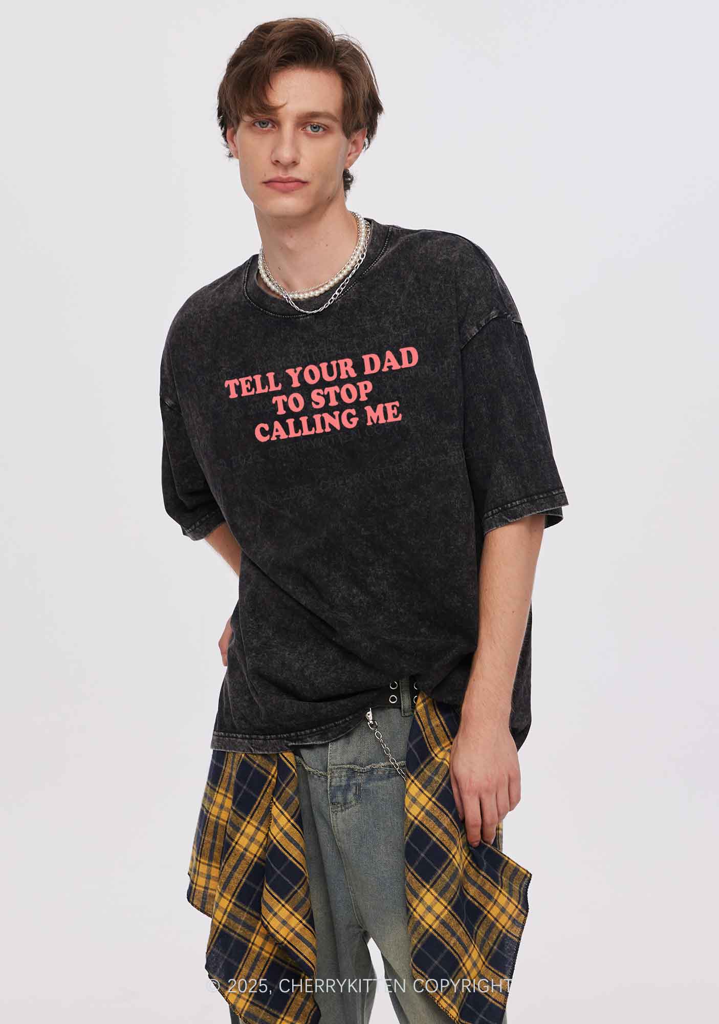 Dad Stop Calling Me Y2K Washed Tee Cherrykitten - Image 2