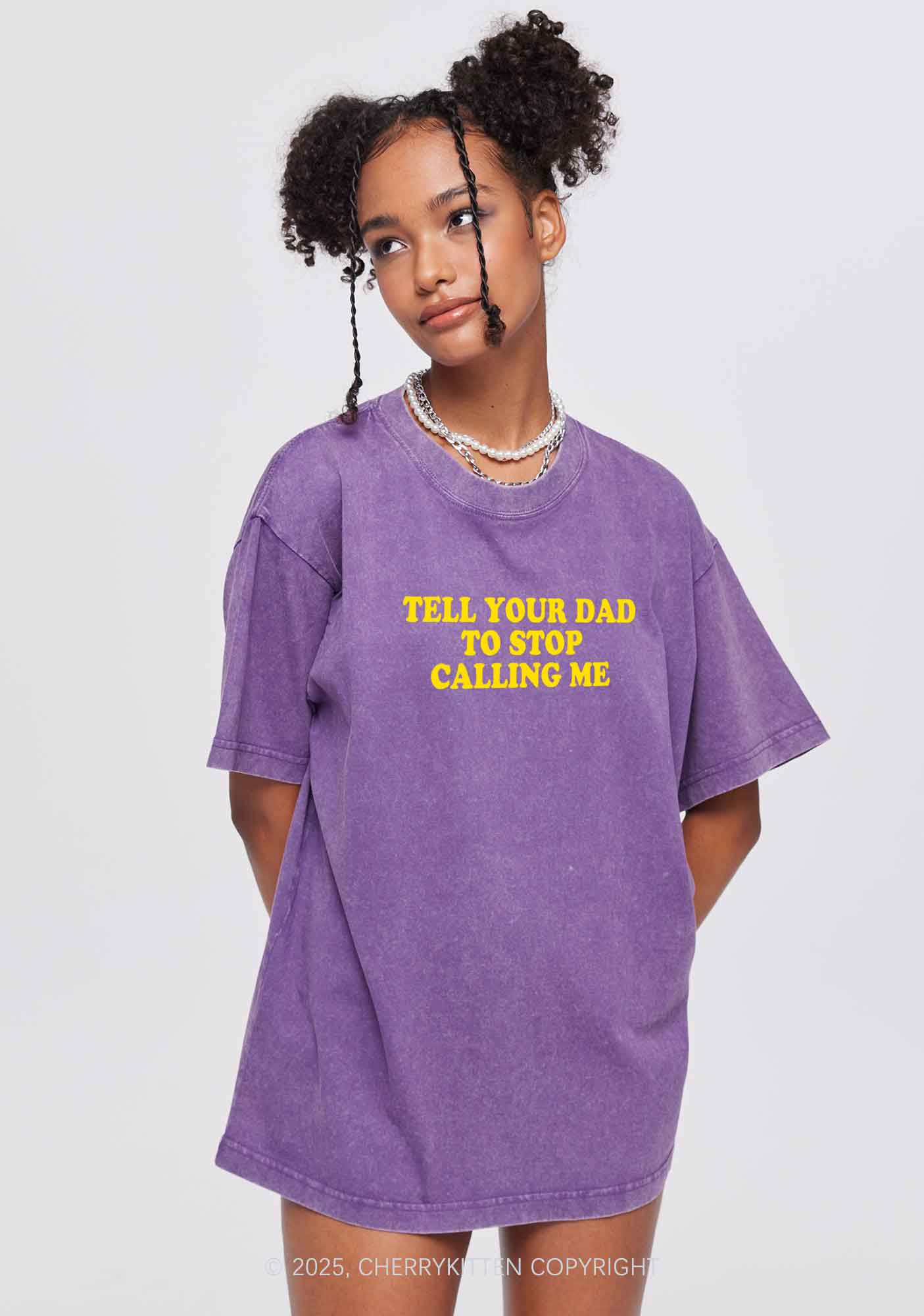 Dad Stop Calling Me Y2K Washed Tee Cherrykitten - Image 3