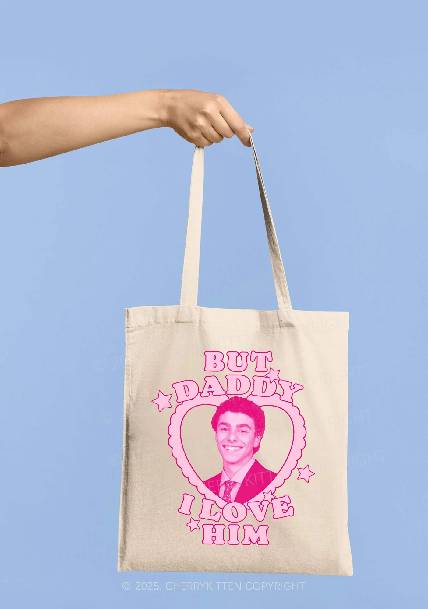 Daddy I Love Him Luigi Y2K Canvas Tote Bag Cherrykitten - Image 4