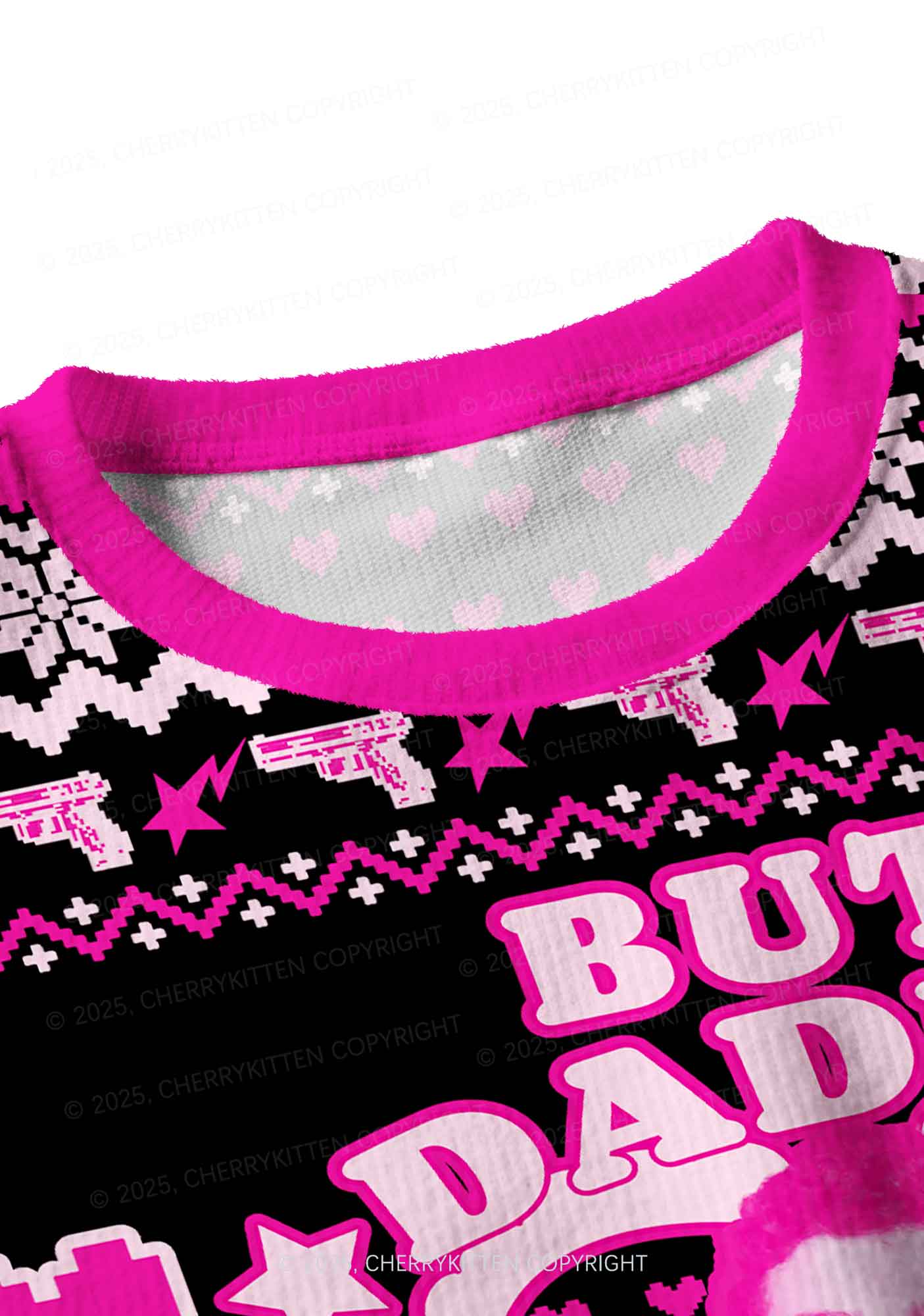 Daddy I Love Him Luigi Y2K Christmas Crop Knit Sweatshirt Cherrykitten - Image 4
