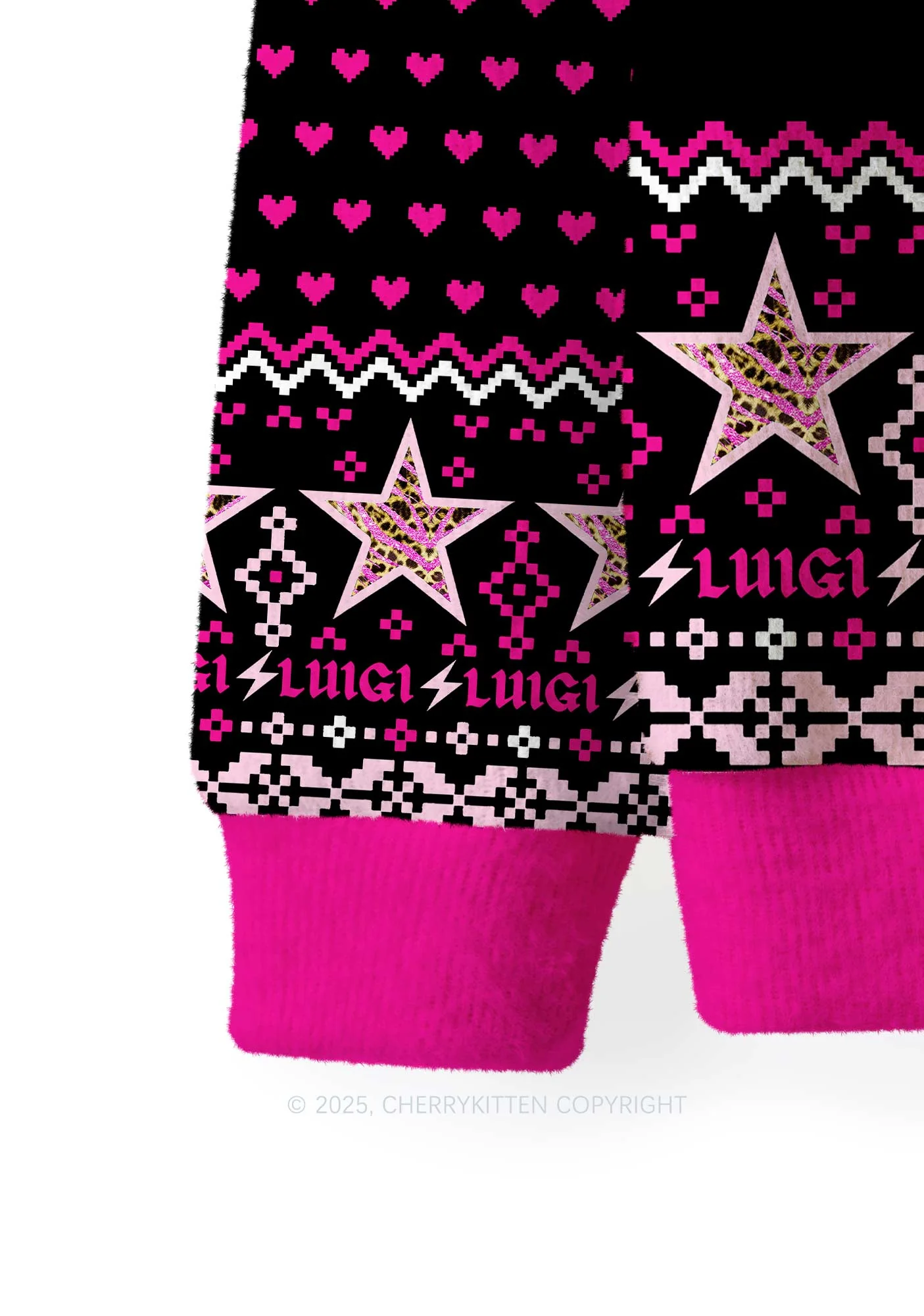 Daddy I Love Him Luigi Y2K Christmas Knit Sweatshirt Cherrykitten - Image 4